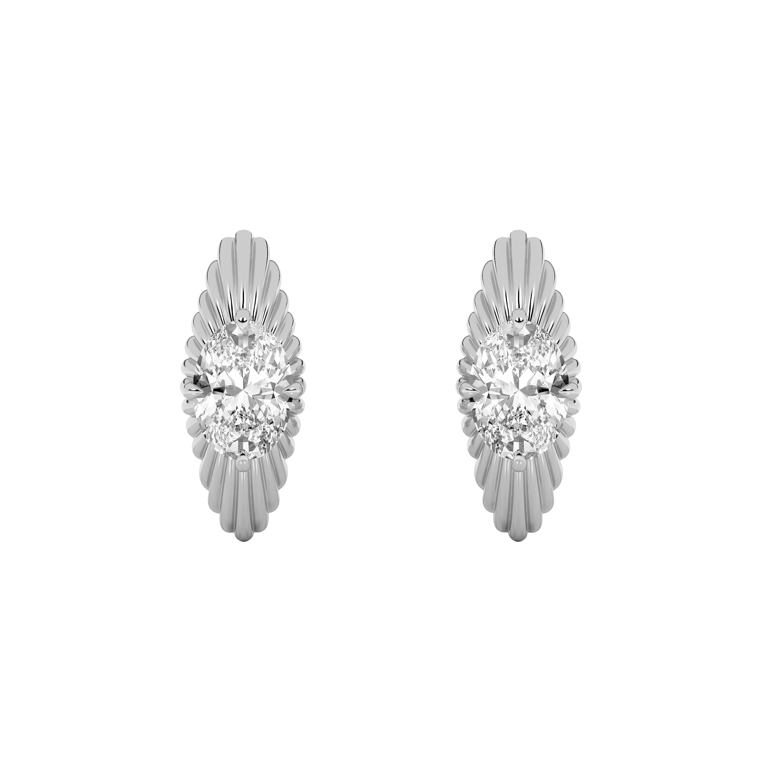 2Cttw Oval Shaped Lab Grown Diamond (F/VS) HuggieEarrings in 14K Gold