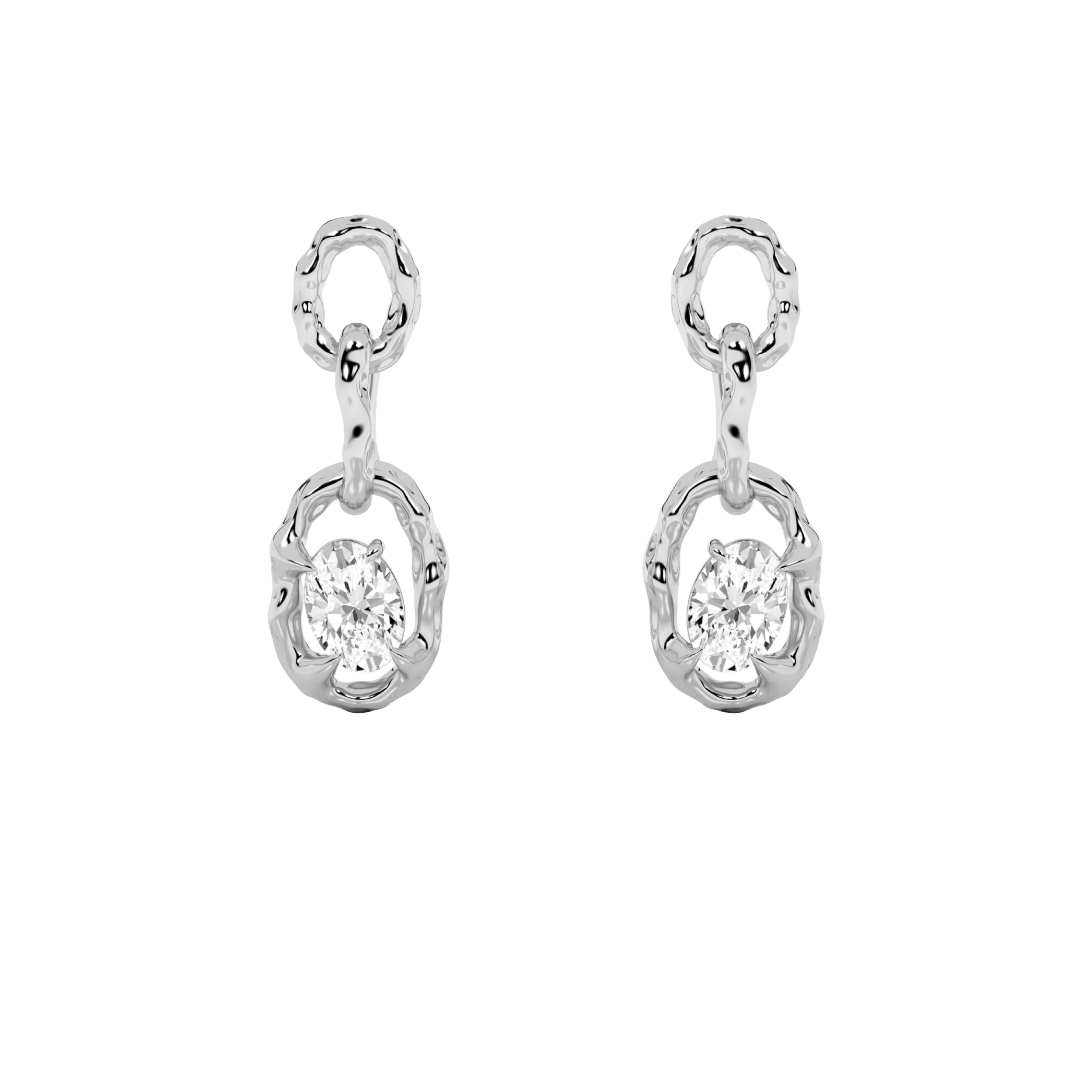2Cttw Oval Shaped Lab Grown Diamond (G/VS) Earrings in 14K Gold