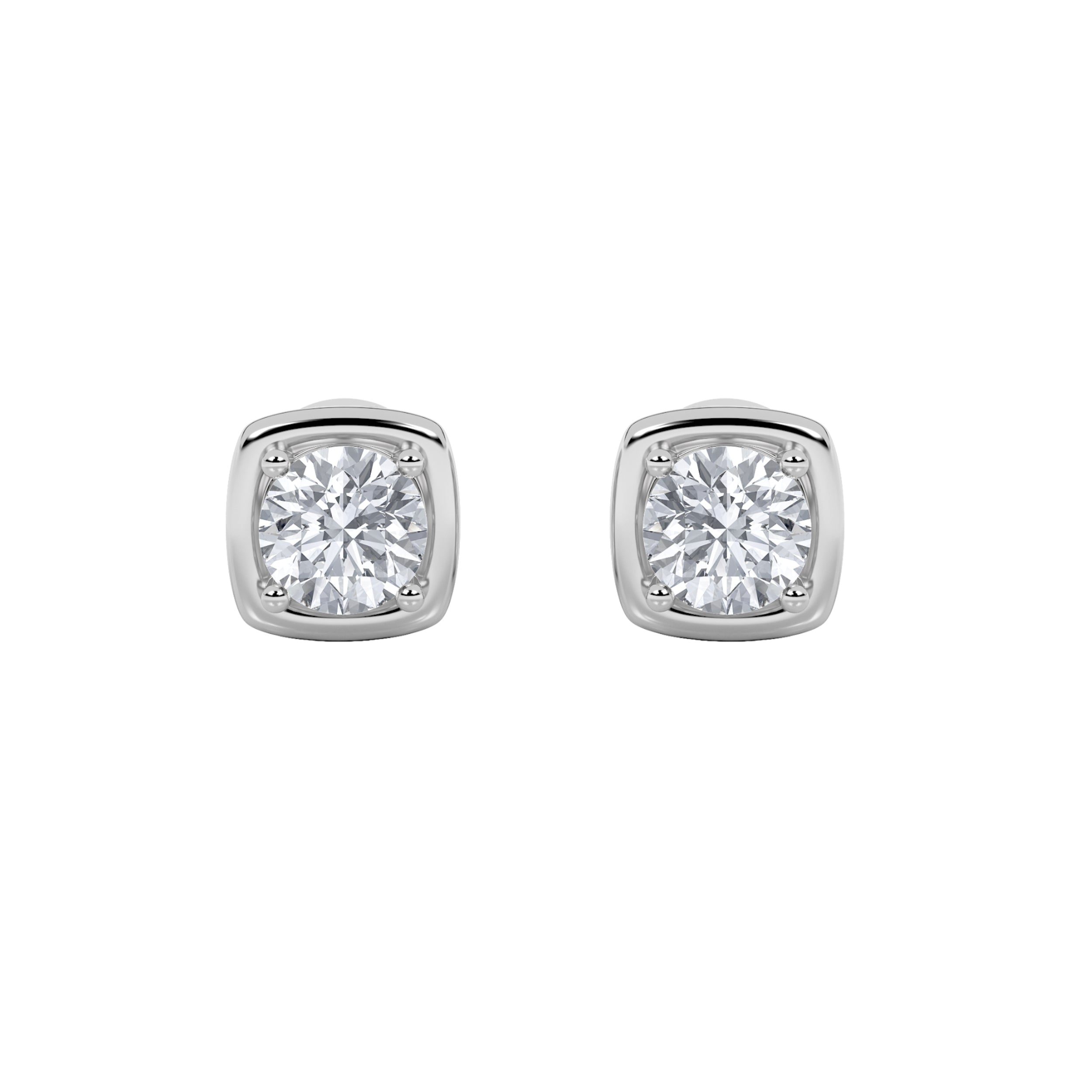 2Cttw Round Shaped Lab Grown Diamond (F/VS) Stud Earrings in 14K Gold