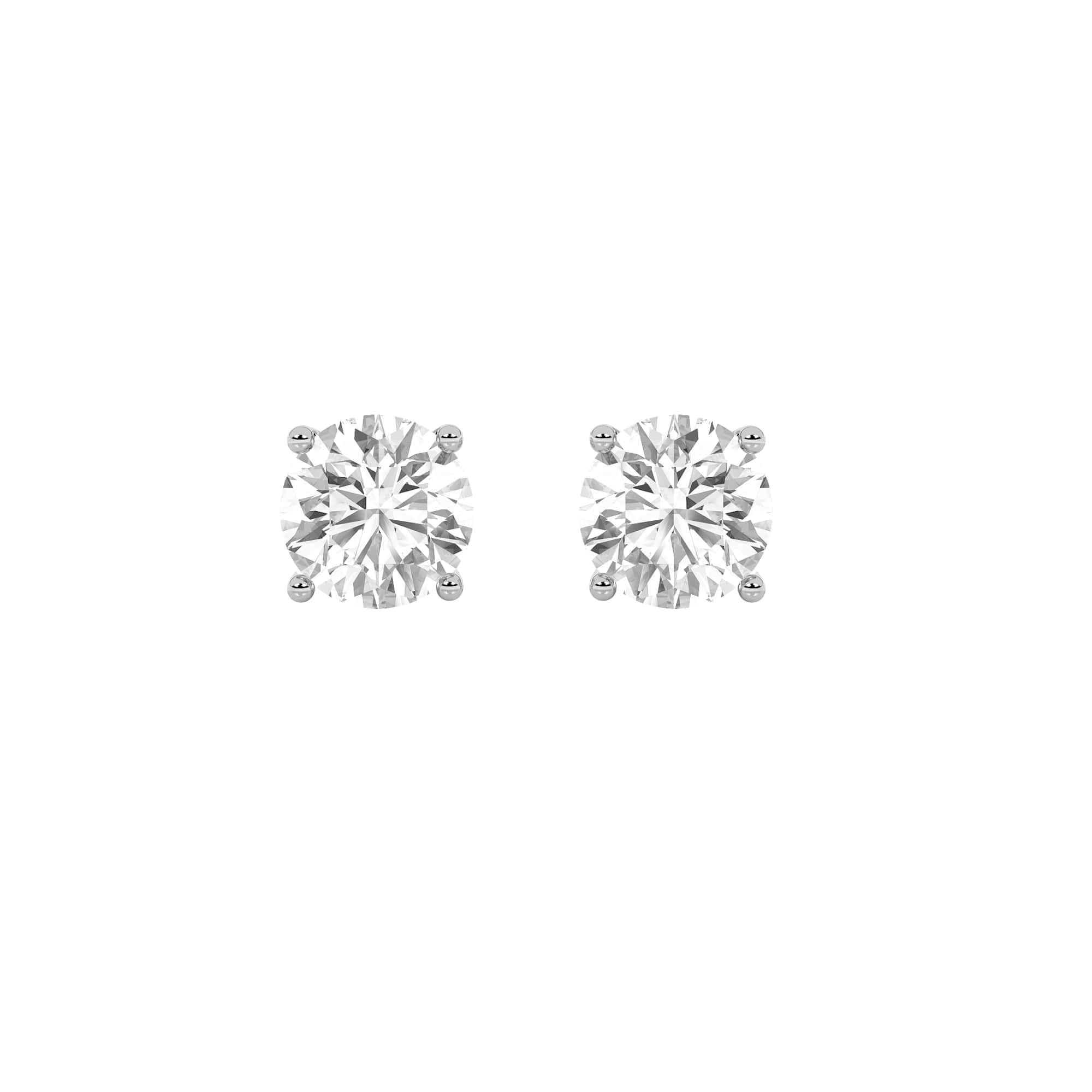 Round Shaped Lab Grown Diamond (F/VS) Stud Earrings in 14K Gold