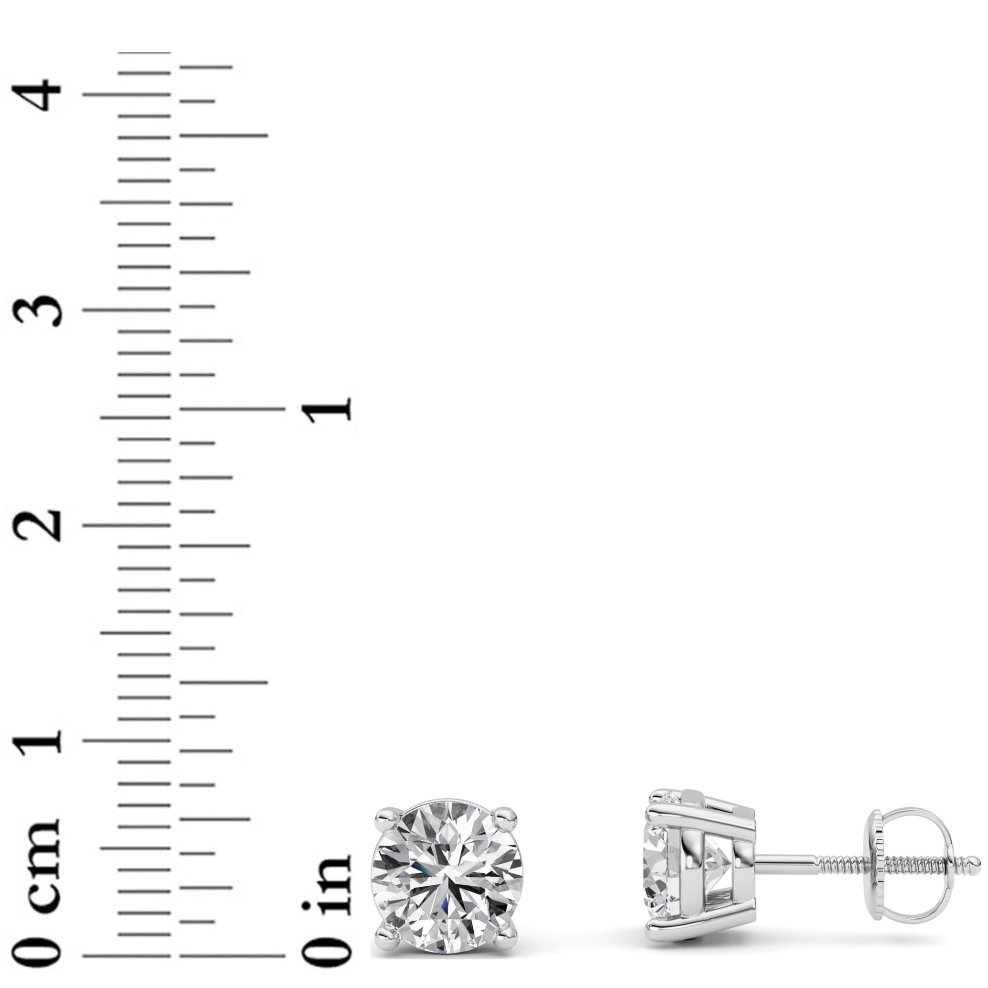 Round Shaped Lab Grown Diamond Stud Earrings in 14K Gold