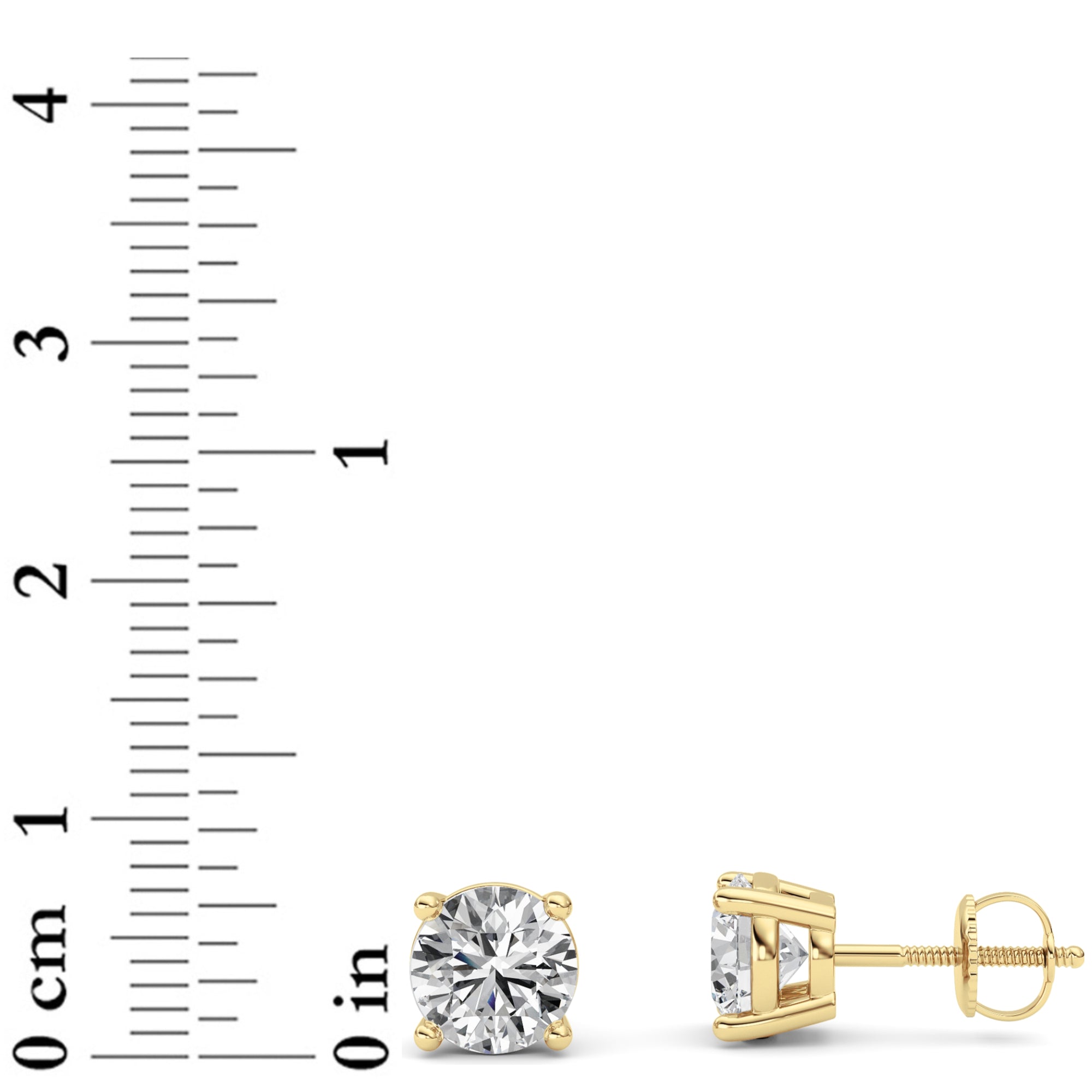 Round Shaped Lab Grown Diamond Stud Earrings in 14K Gold