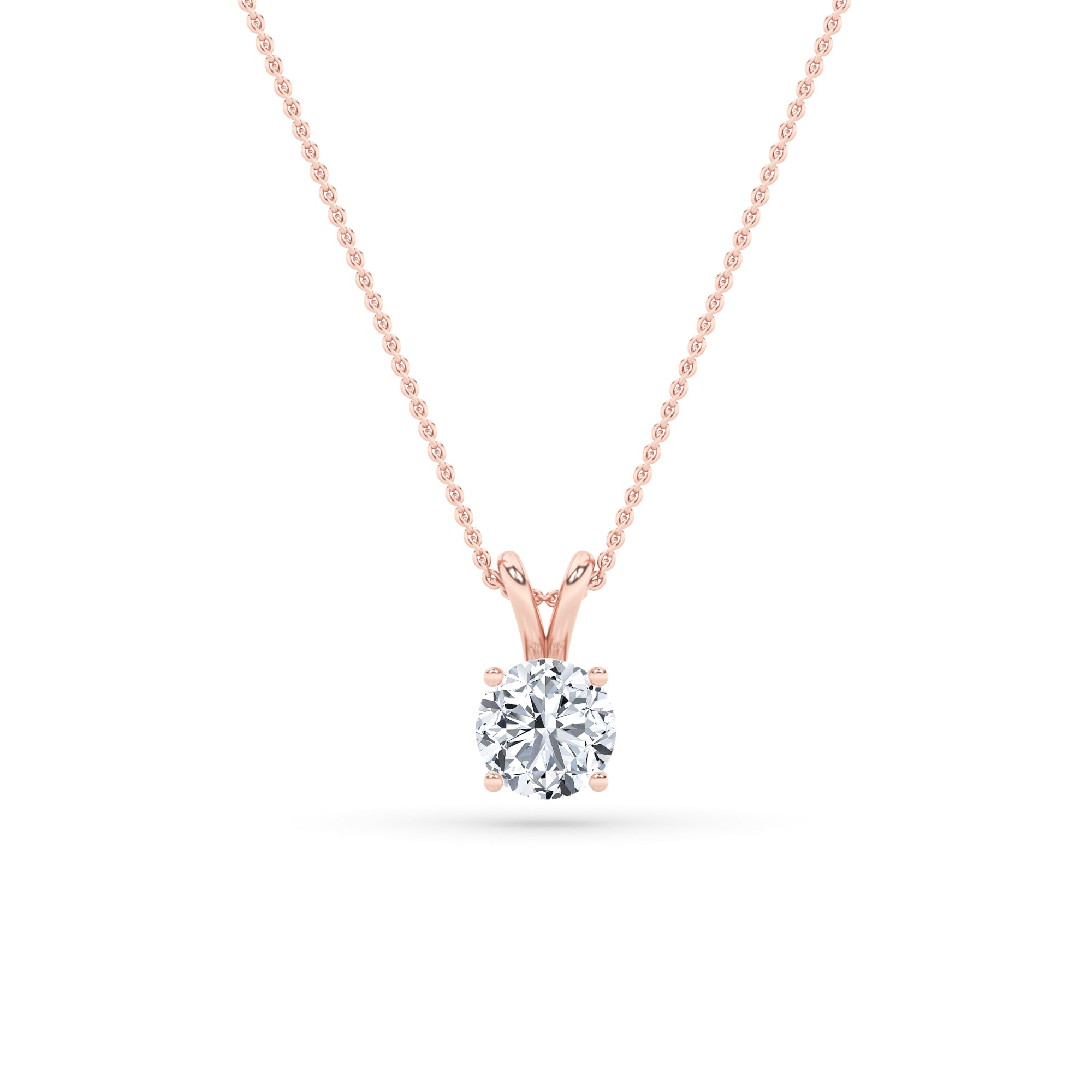 1.0ct Round Shaped Lab Grown Diamond (F/VS) Split Bale Solitaire Pendant in 14K Rose Gold