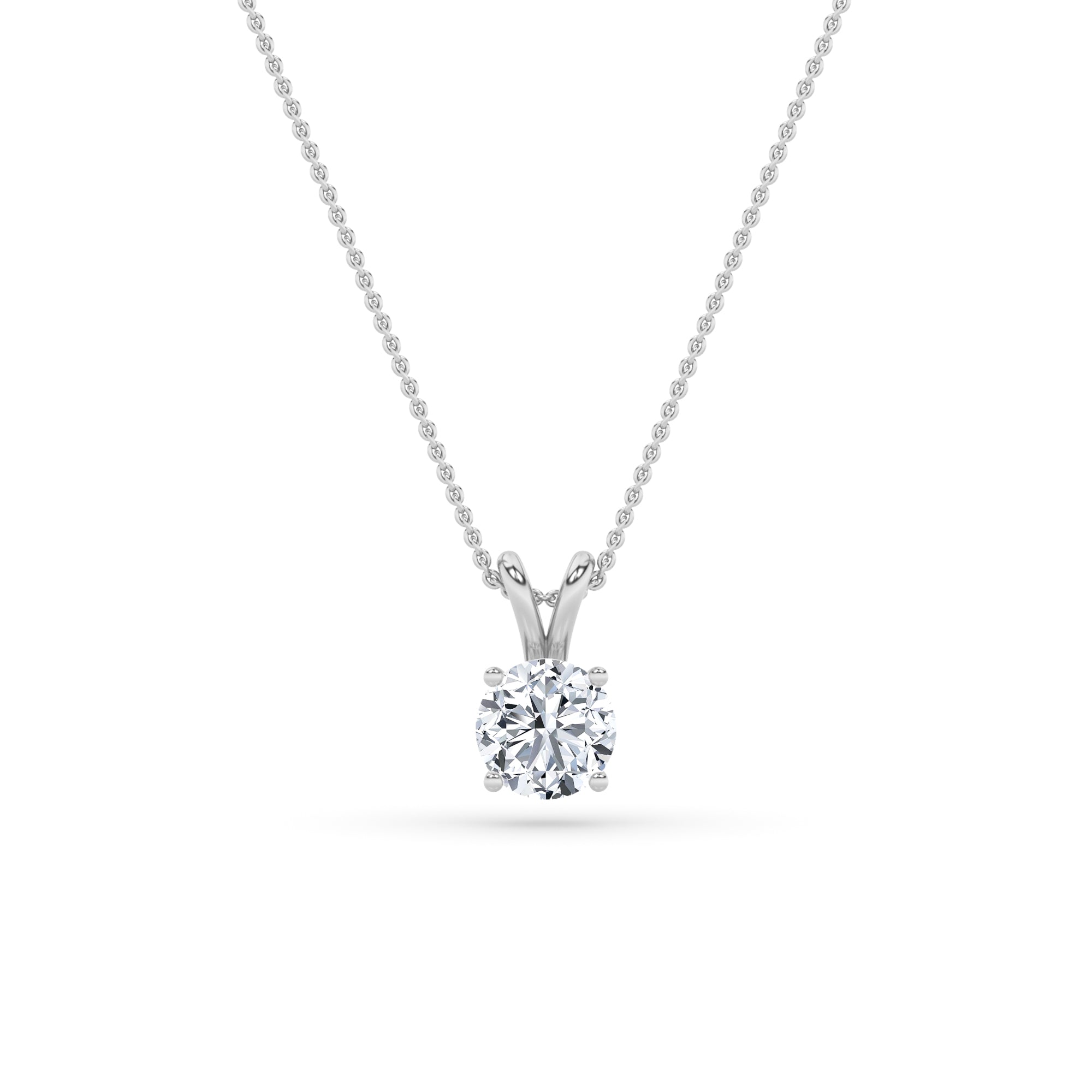 2.0ct Round Shaped Lab Grown Diamond (F/VS) Split Bale Solitaire Pendant in 14K White Gold