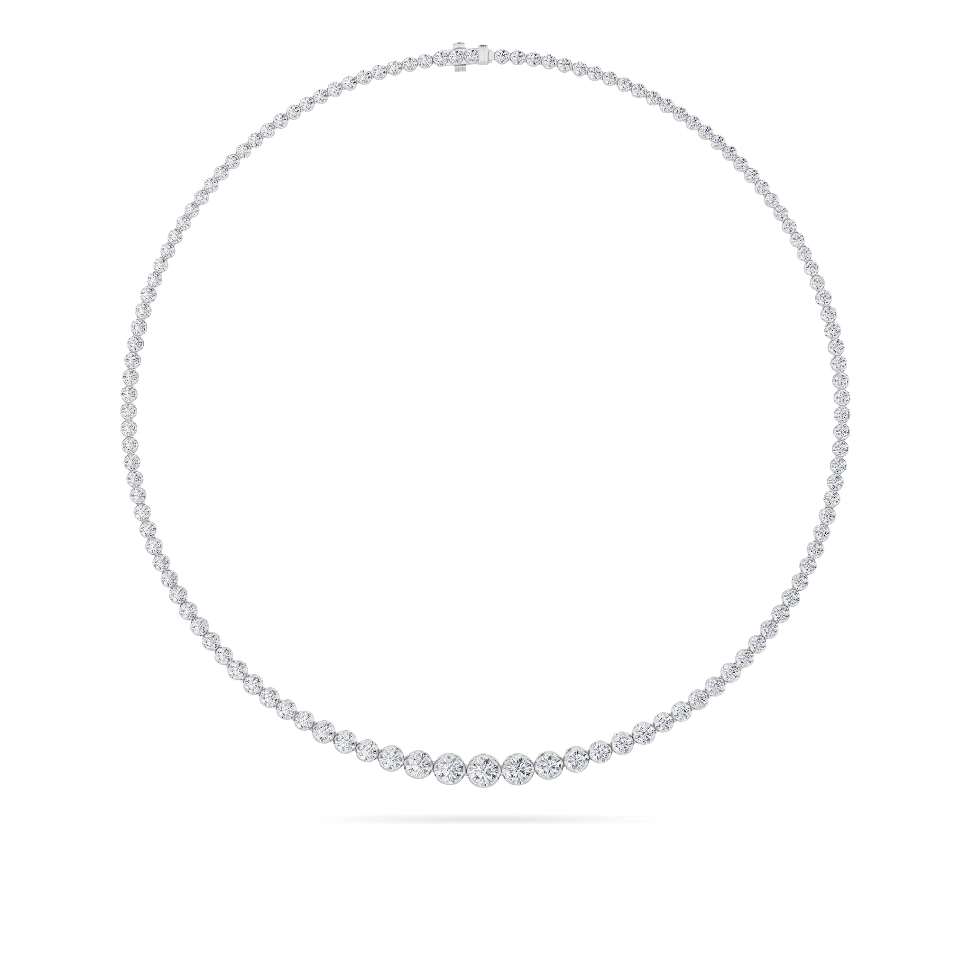 Round (F/VS) Lab Grown Diamond Prong 14K White Gold Graduating Full Riviera Tennis Necklace