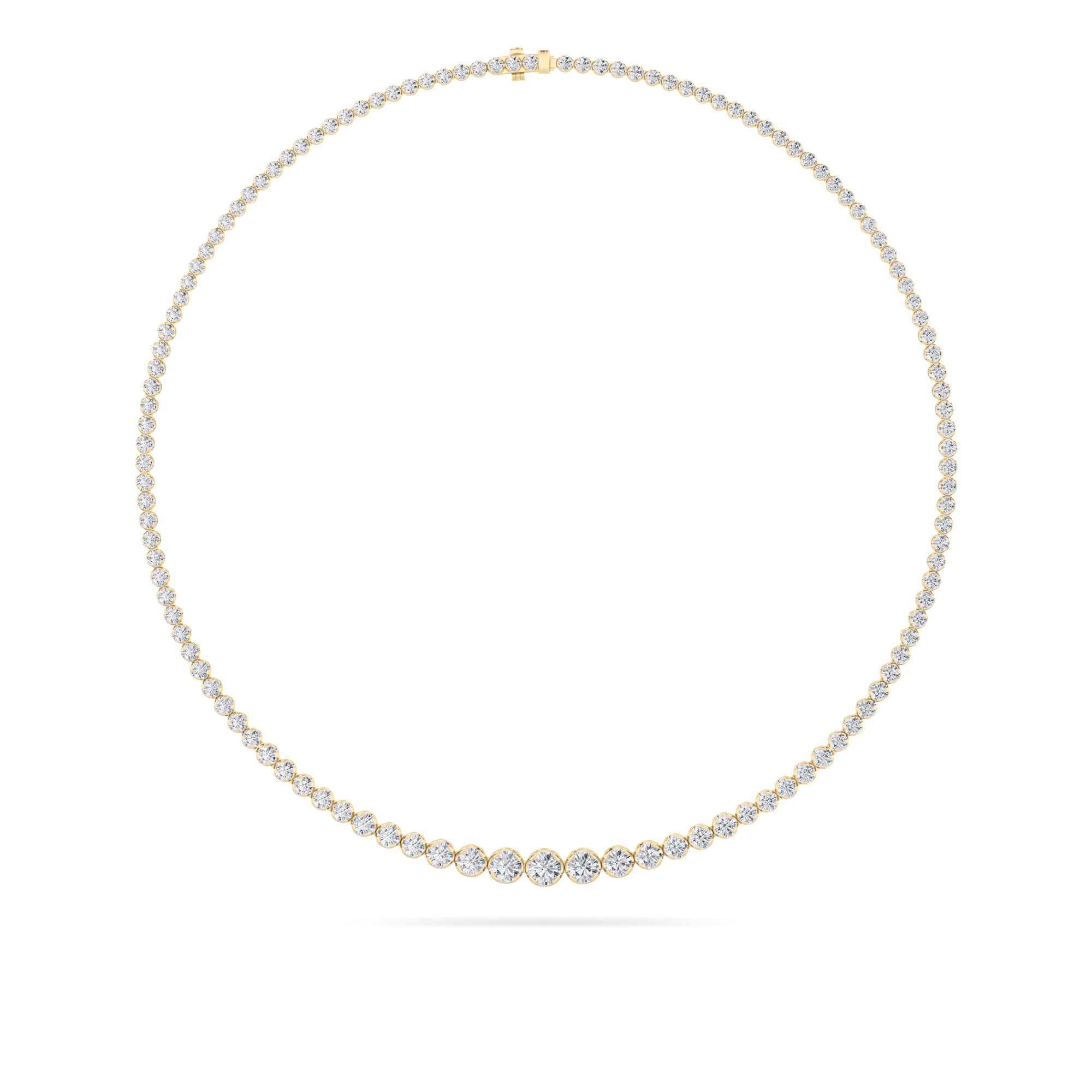 Round (F/VS) Lab Grown Diamond Prong 14K Yellow Gold Graduating Full Riviera Tennis Necklace
