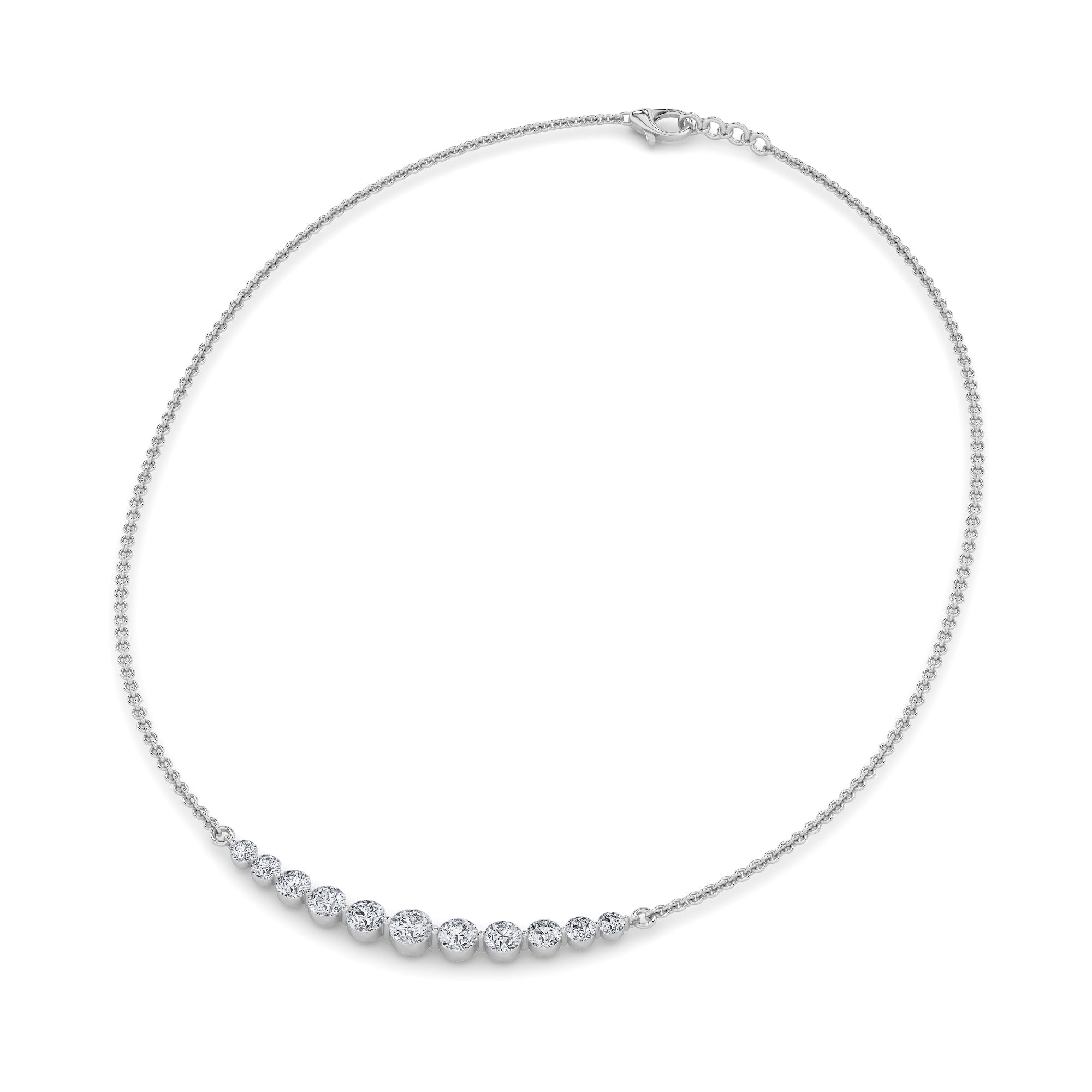 3.0ct Round Shaped Lab Grown Diamond (F/VS) Graduating half Necklace in 14K White Gold