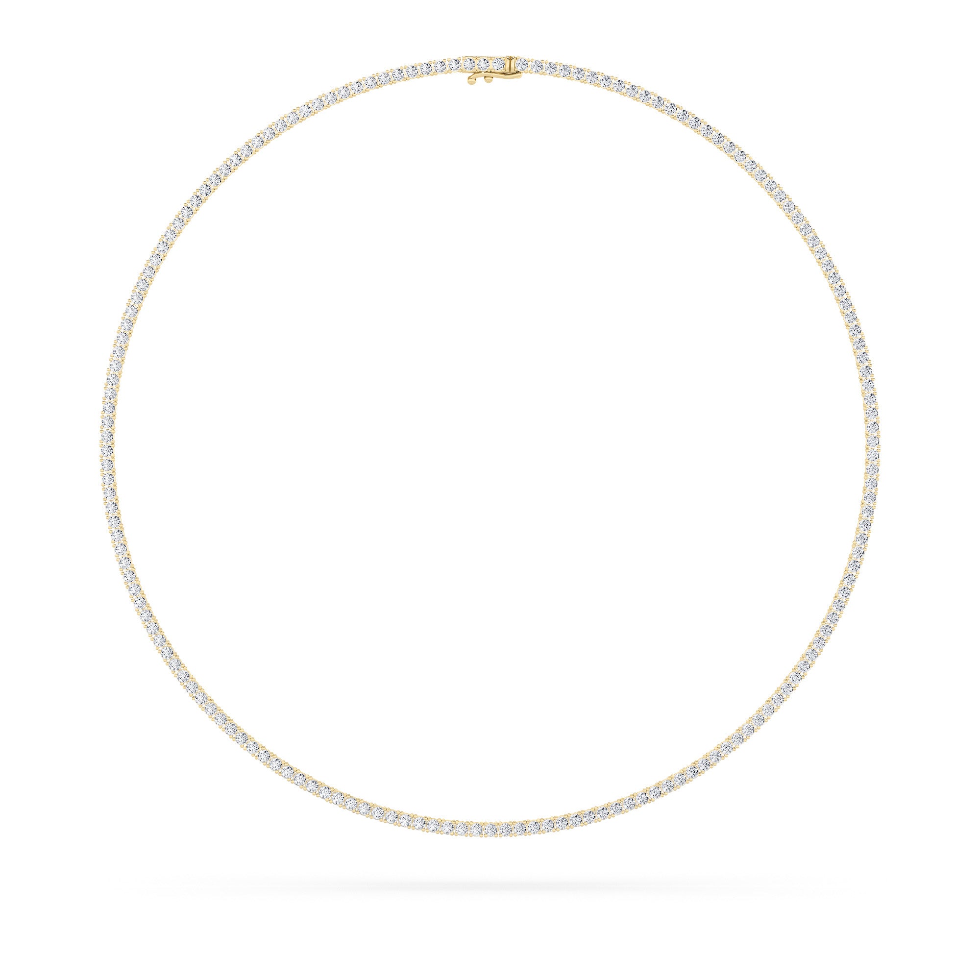 Round (F/VS) Lab Grown Diamond Prong 14K Yellow Gold Classic Eternity Tennis Necklace