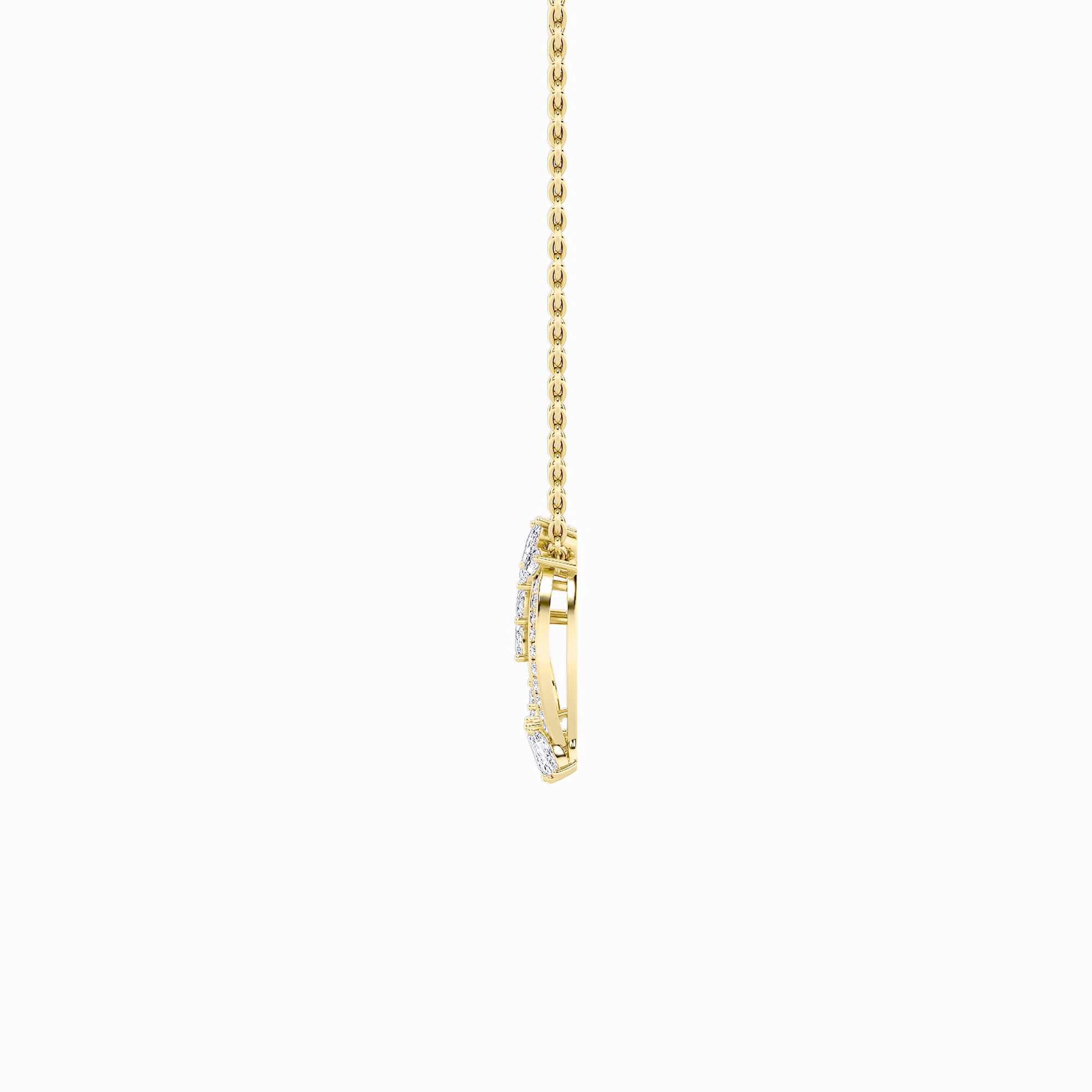 2.5ct Marquise Shaped Lab Grown Diamond (F/VS) Heart Shaped Pendant in 14K Yellow Gold