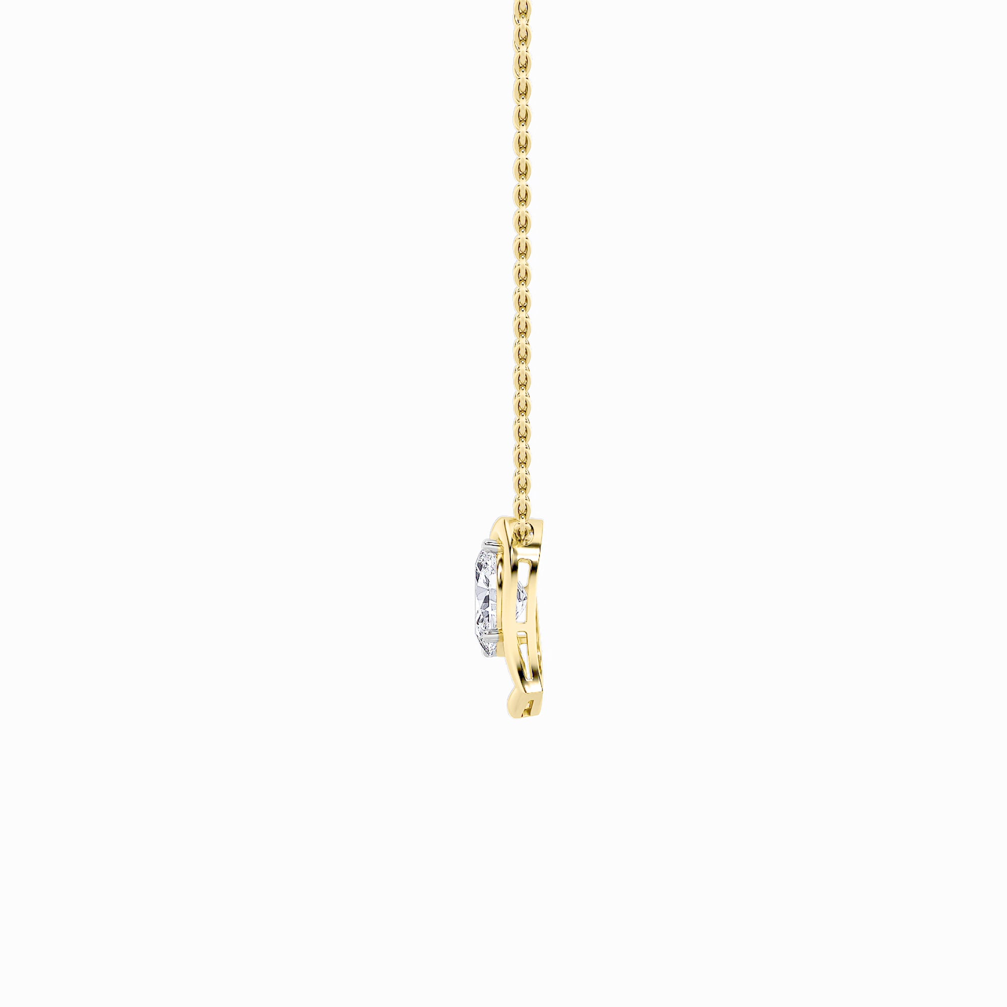 2.0ct Oval Shaped Lab Grown Diamond (F/VS) Heart Shaped Pendant in 14K Yellow Gold
