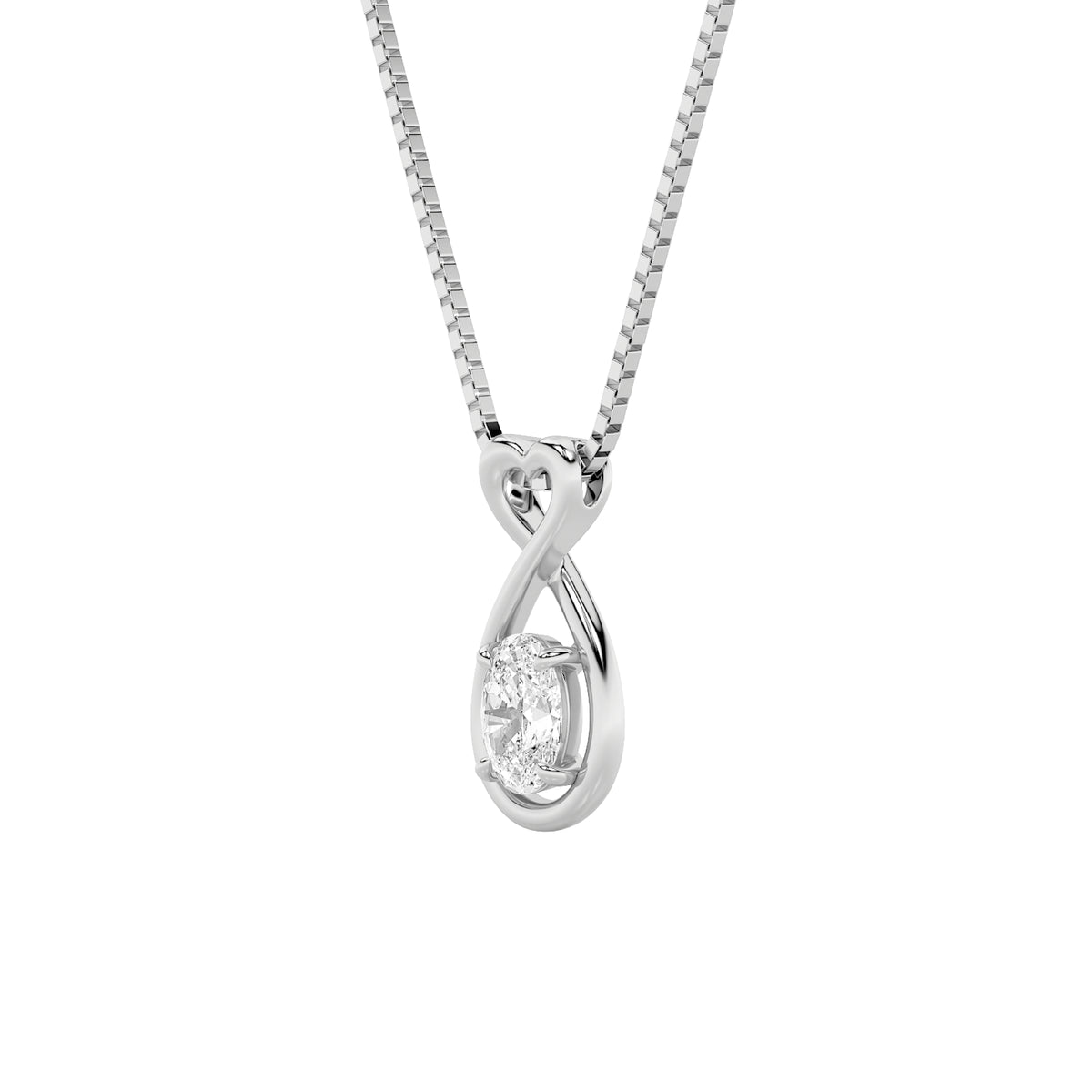 1.0ct Oval Shaped Lab Grown Diamond (F/VS) Fancy Solitaire Pendant in 14K White Gold