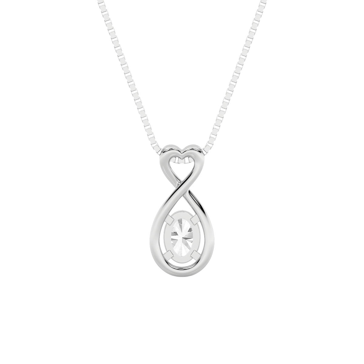 1.0ct Oval Shaped Lab Grown Diamond (F/VS) Fancy Solitaire Pendant in 14K White Gold