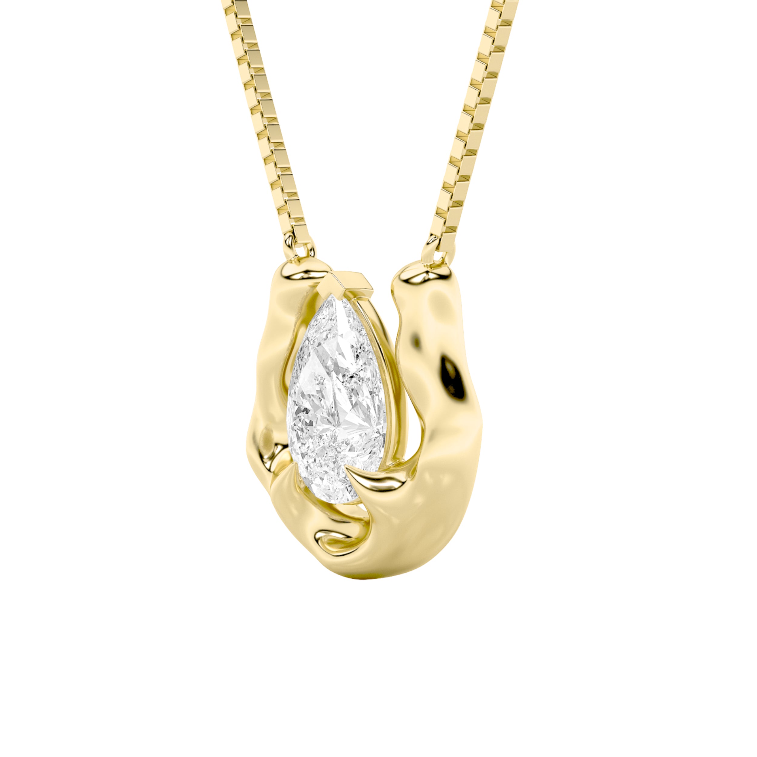 1.0ct Pear Shaped Lab Grown Diamond (F/VS) Necklace in 14K Yellow Gold