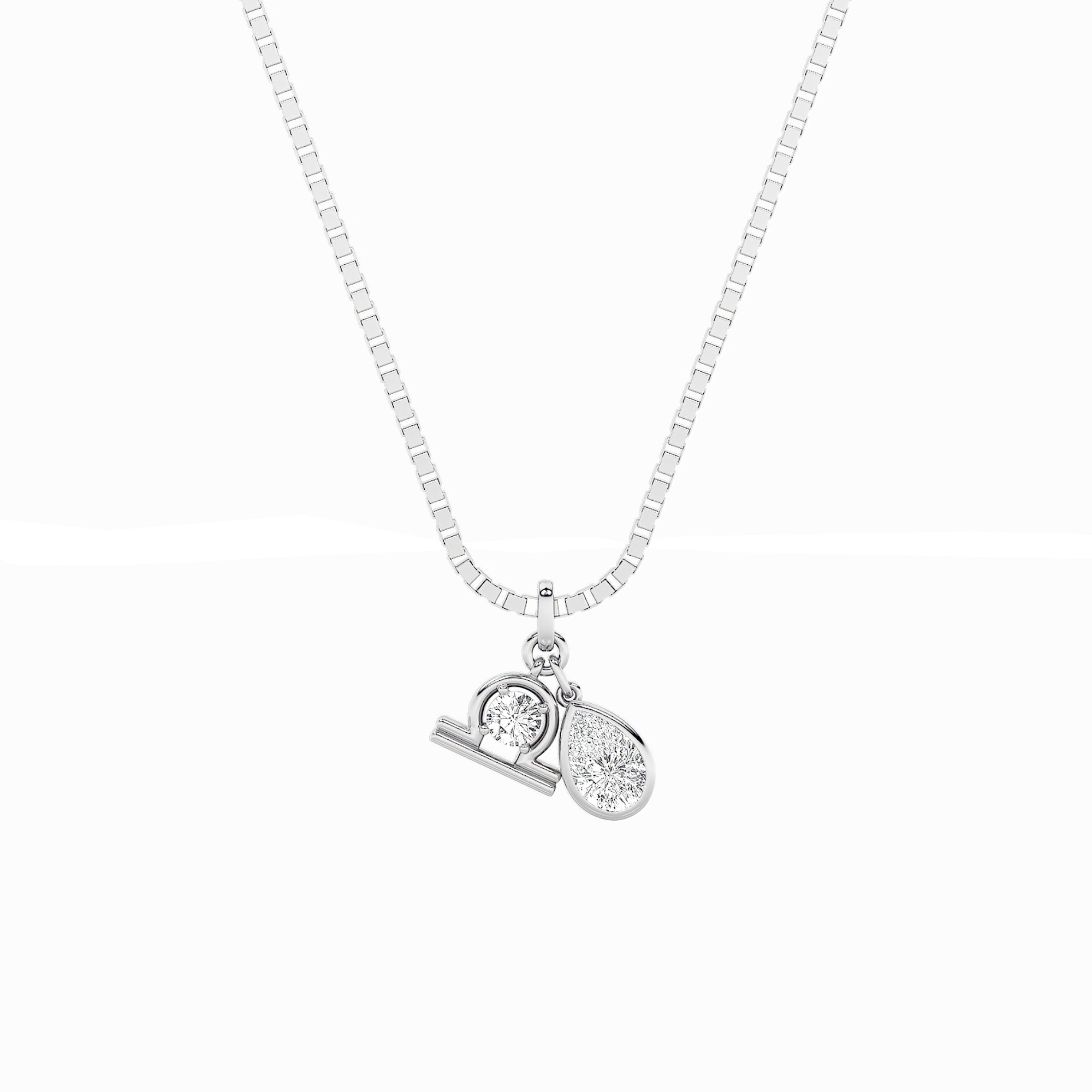 1.0ct Pear Shaped Lab Grown Diamond (F/VS) Zodiac Pendant in 14K White Gold