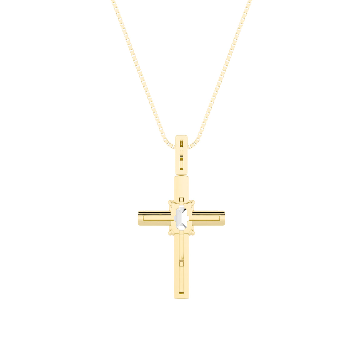 0.5ct Emerald Shaped Lab Grown Diamond (F/VS) Cross Pendant in 14K Yellow Gold