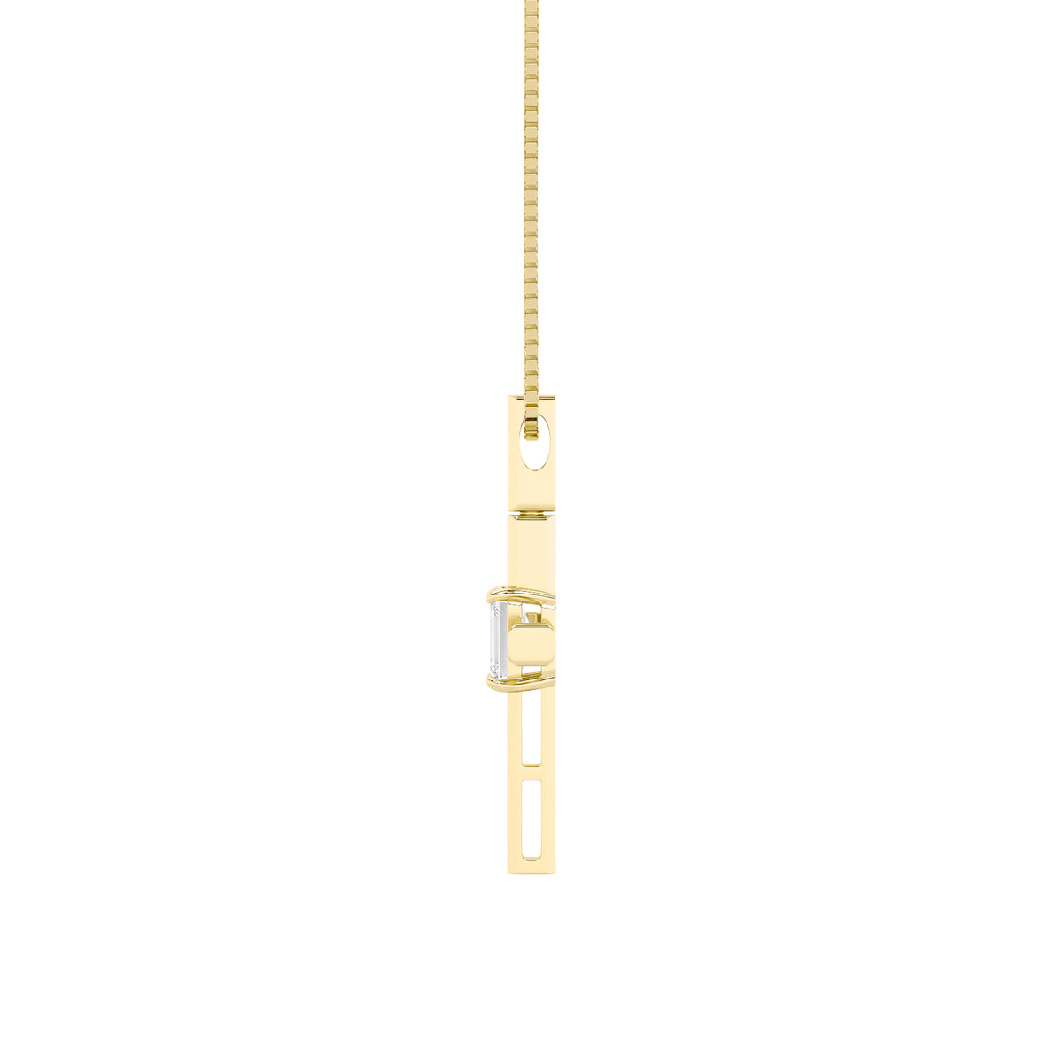 0.5ct Emerald Shaped Lab Grown Diamond (F/VS) Cross Pendant in 14K Yellow Gold