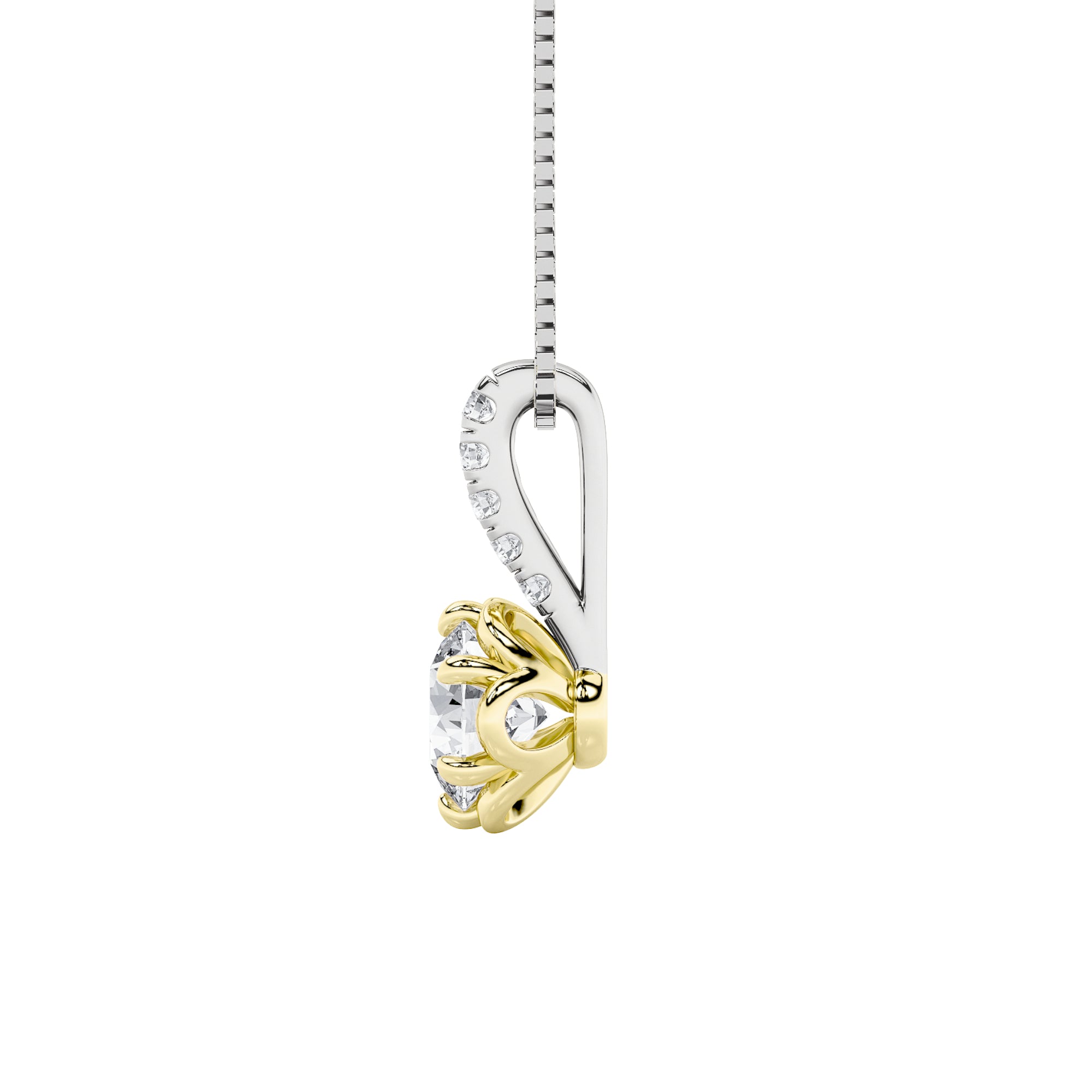 1.5ct Round Shaped Lab Grown Diamond (F/VS) Two Tone Pendant in 14K White Gold & Yellow Gold