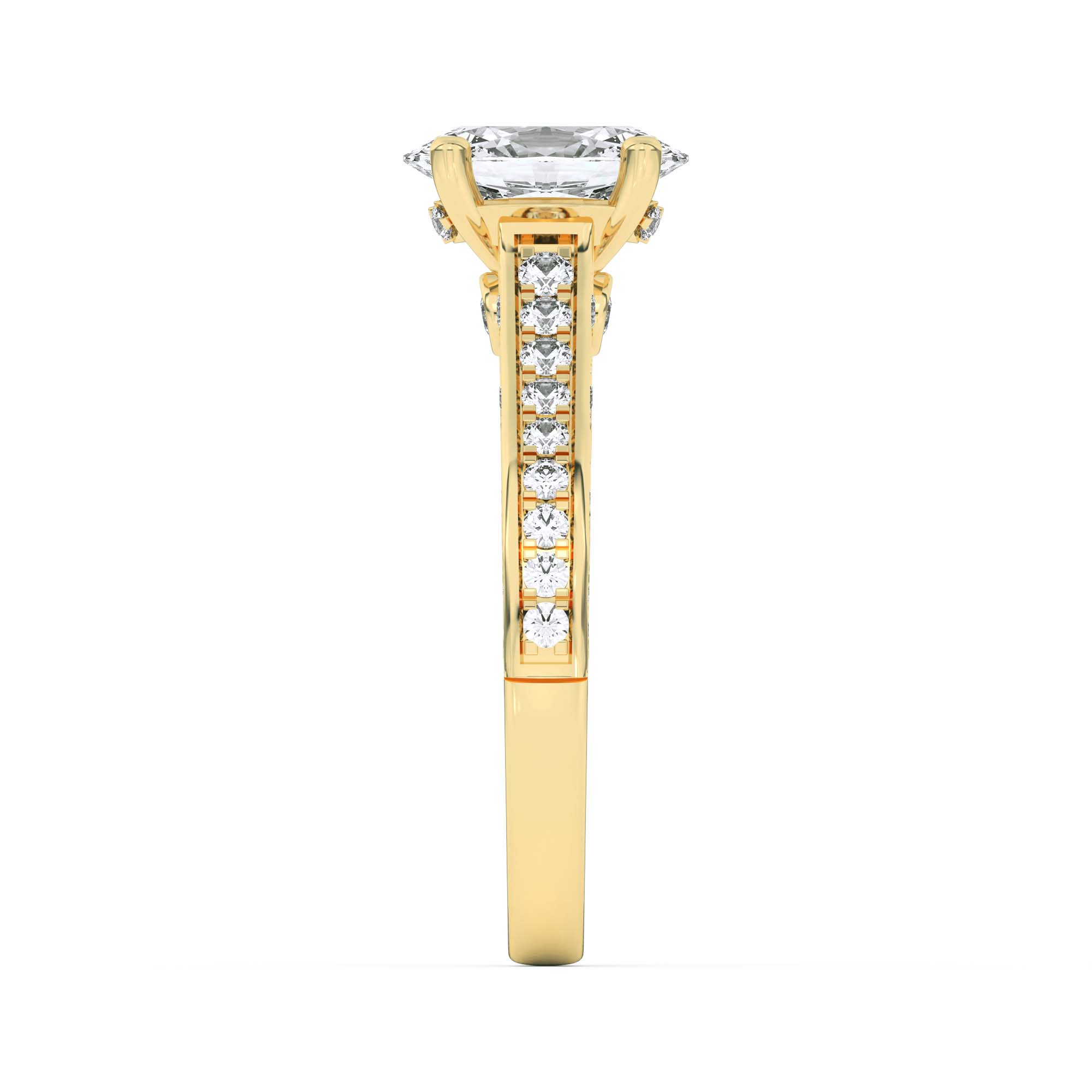 2Cttw Oval Shaped Lab Grown Diamond (F/VS) Accented Engagement Ring in 14K Gold