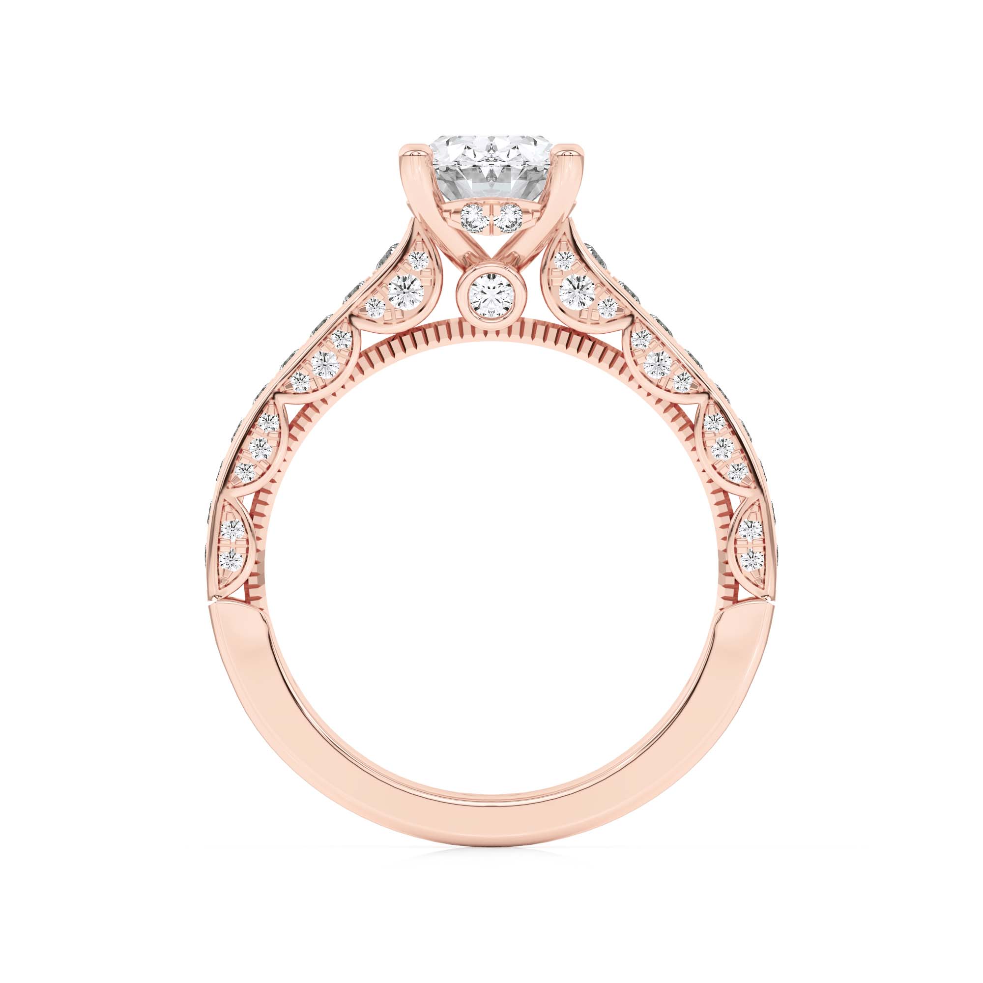 2Cttw Oval Shaped Lab Grown Diamond (F/VS) Accented Engagement Ring in 14K Gold