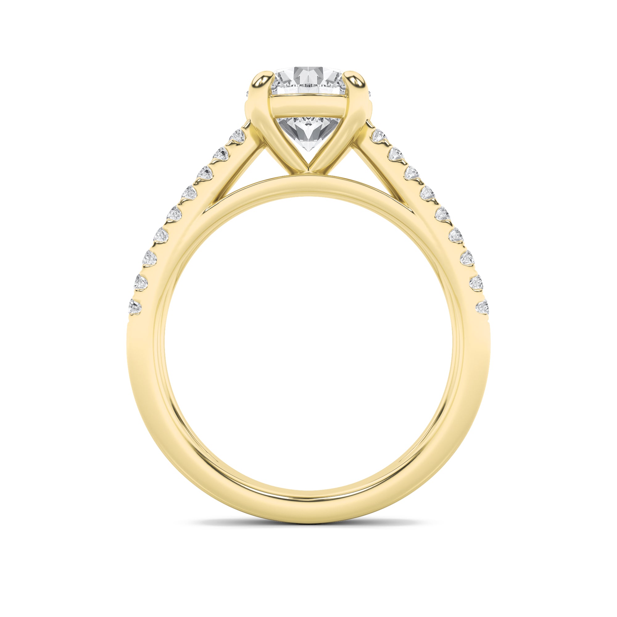 2Cttw Round Shaped Lab Grown Diamond (F/VS) CrossShank Accented Engagement Ring in 14K Gold