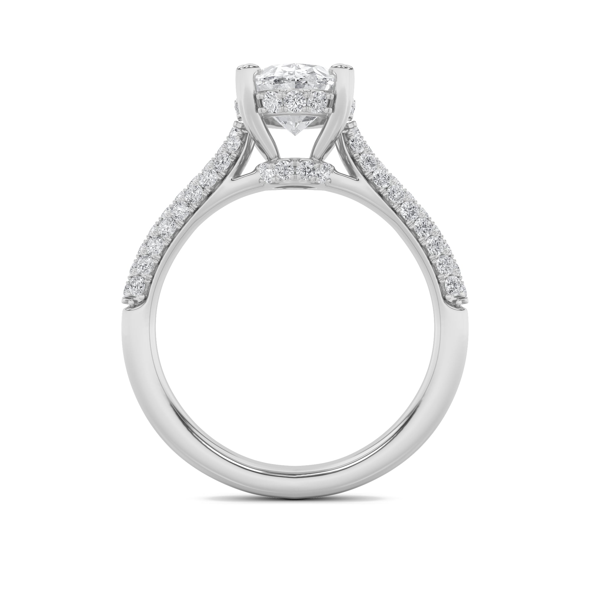3Cttw Oval Shaped Lab Grown Diamond (F/VS) TripleRow Accented Engagement Ring in 14K Gold