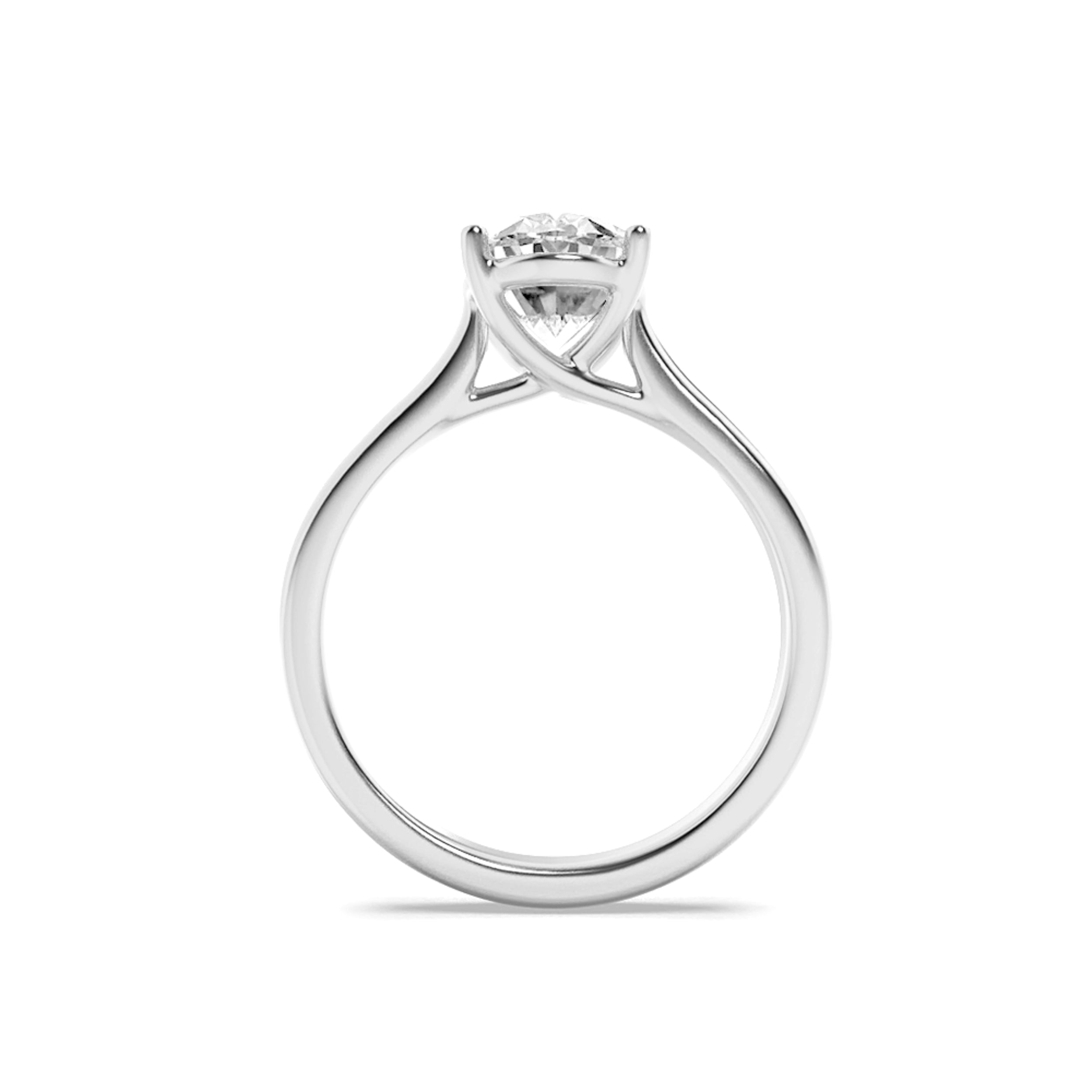 1.5Cttw Oval Shaped Lab Grown Diamond (F/VS) PlainCathedral Trellis Shank Solitaire Engagement Ringin 14K Gold
