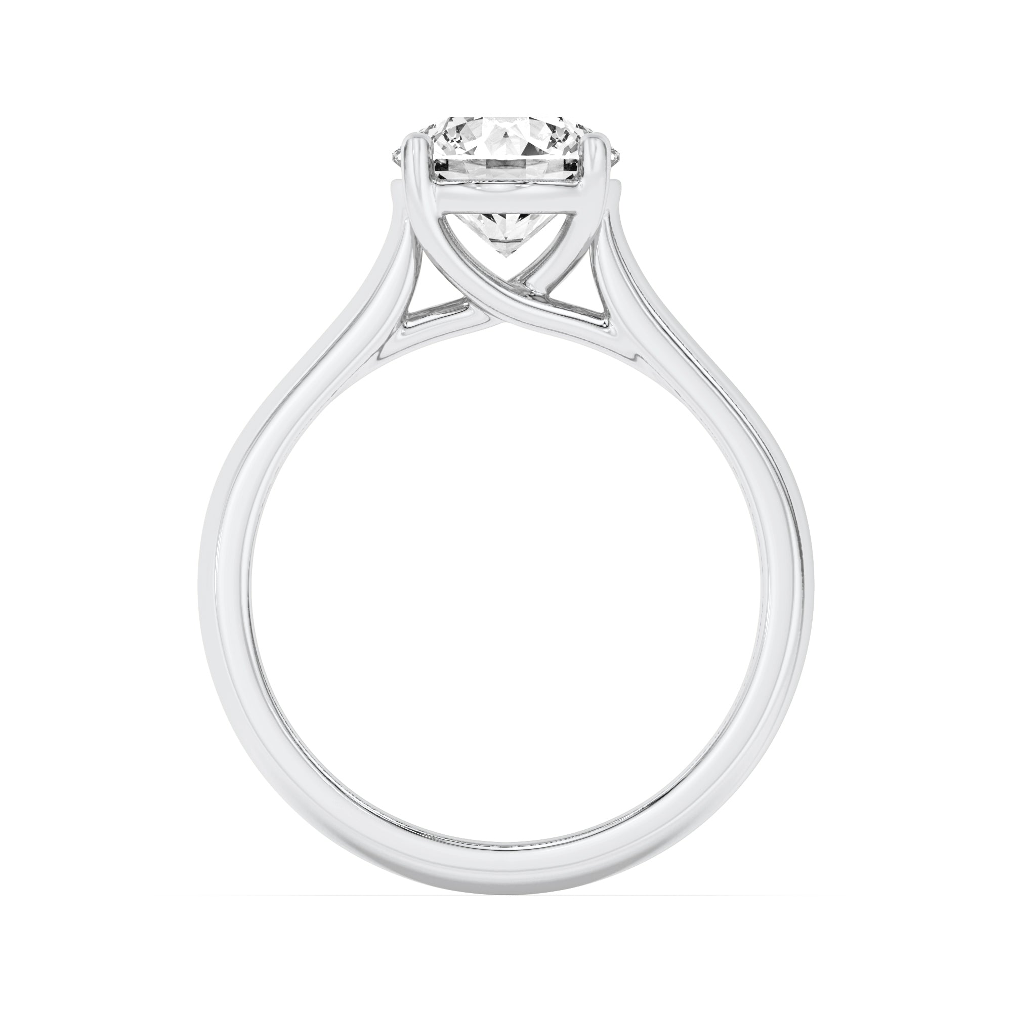 3Cttw Round Shaped Lab Grown Diamond (F/VS) PlainCathedral Trellis Shank Solitaire Engagement Ringin 14K Gold