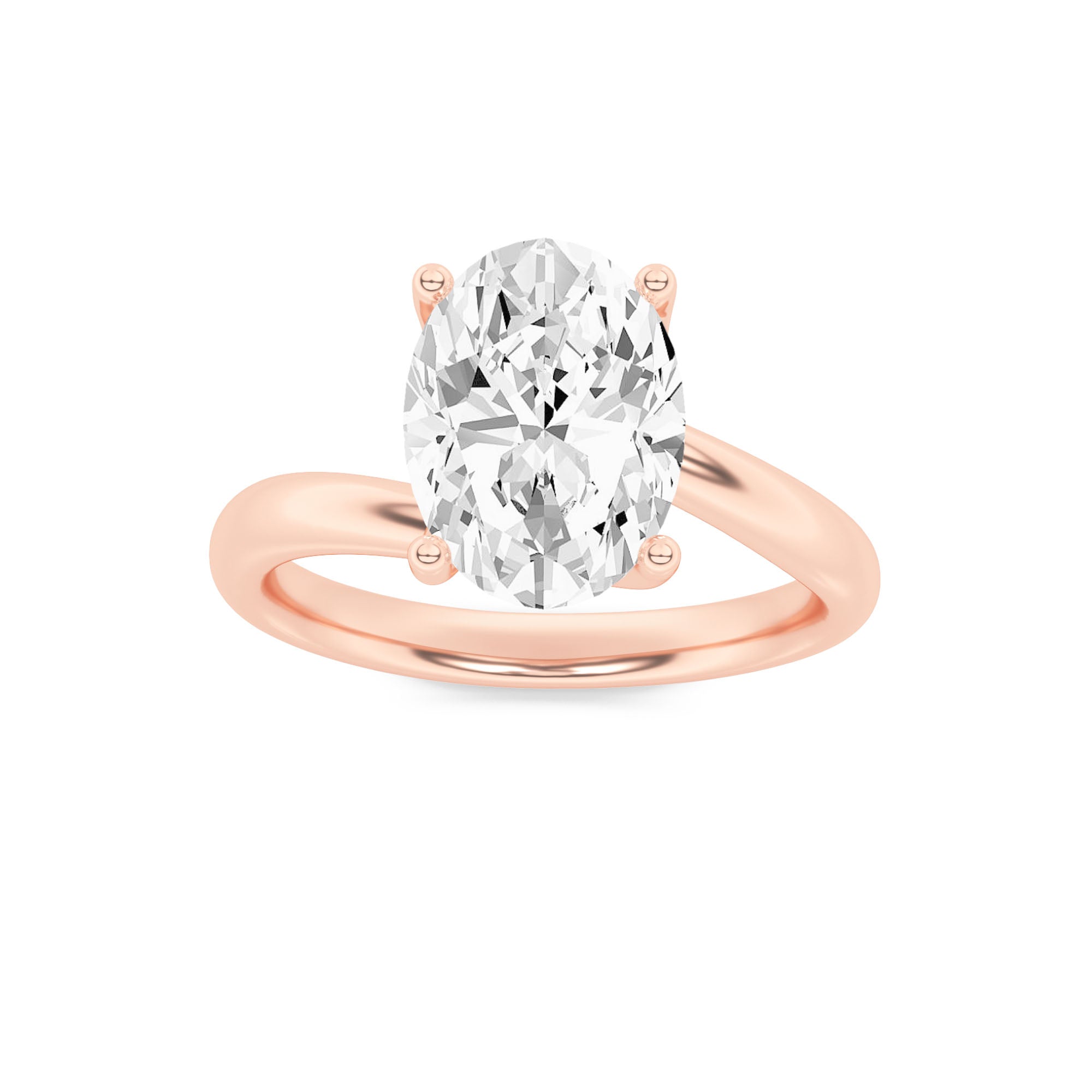 2Cttw Oval Shaped Lab Grown Diamond (F/VS) BypassShank Engagement Ring in 14K Gold