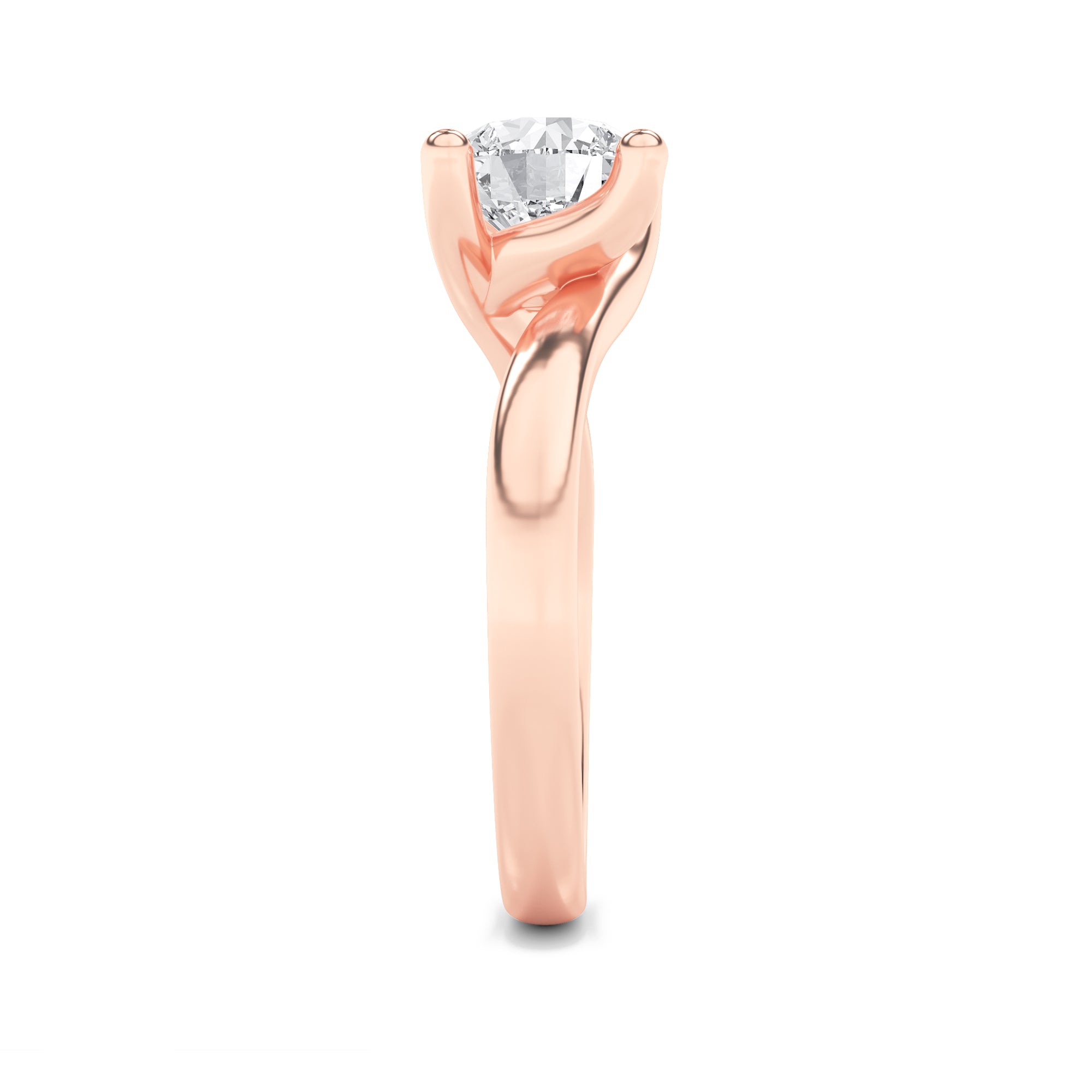 1Cttw Round Shaped Lab Grown Diamond (G/VS) BypassShank Engagement Ring in 14K Gold