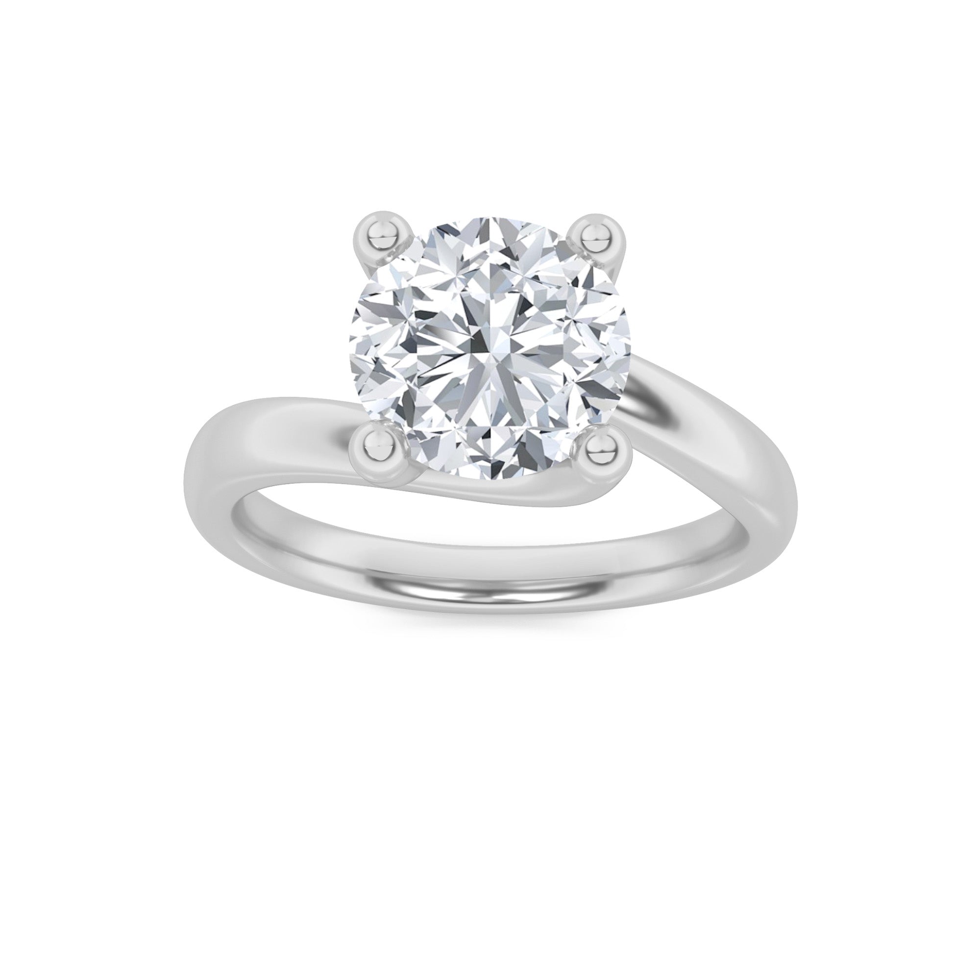 2Cttw Round Shaped Lab Grown Diamond (F/VS) BypassShank Engagement Ring in 14K Gold