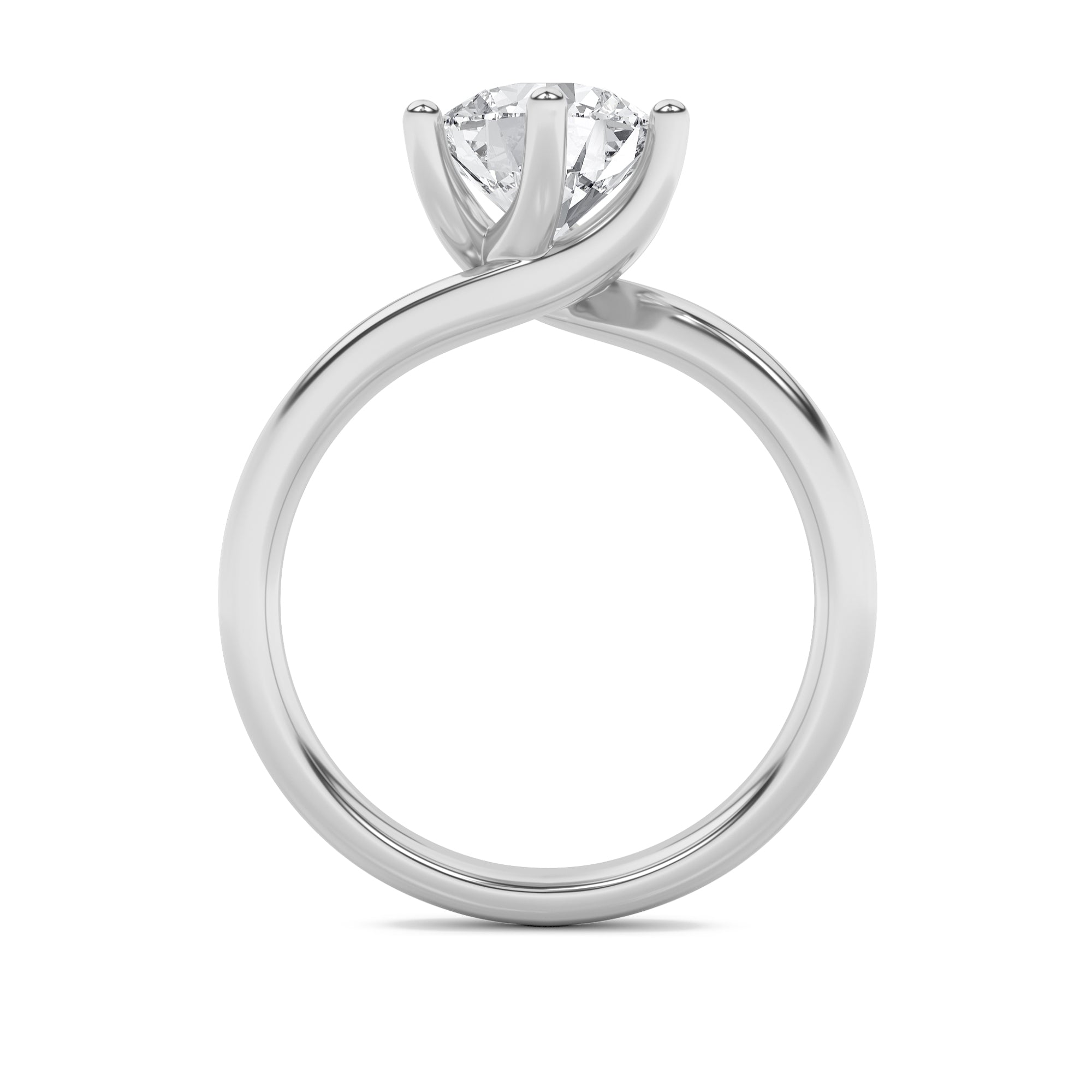 1Cttw Round Shaped Lab Grown Diamond (F/VVS) Bypass Shank Engagement Ring in 14K Gold