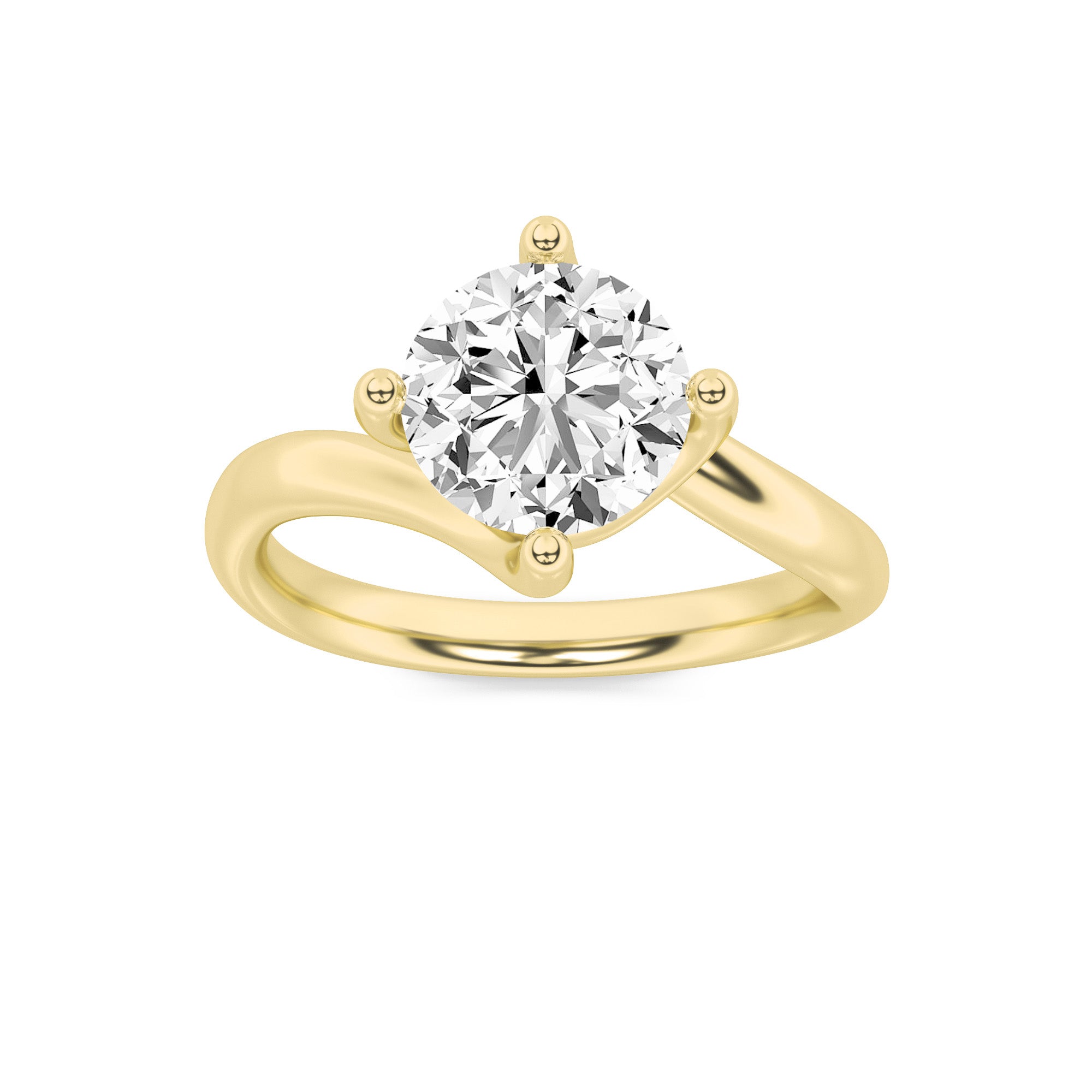 1Cttw Round Shaped Lab Grown Diamond (F/VS) BypassShank Engagement Ring in 14K Gold