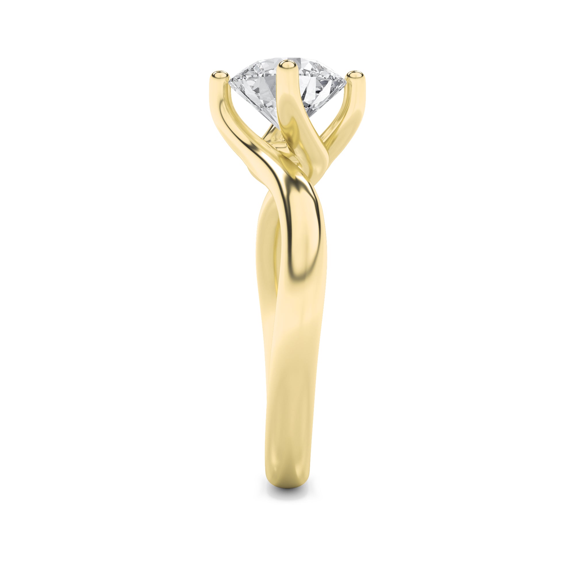 1Cttw Round Shaped Lab Grown Diamond (F/VS) BypassShank Engagement Ring in 14K Gold