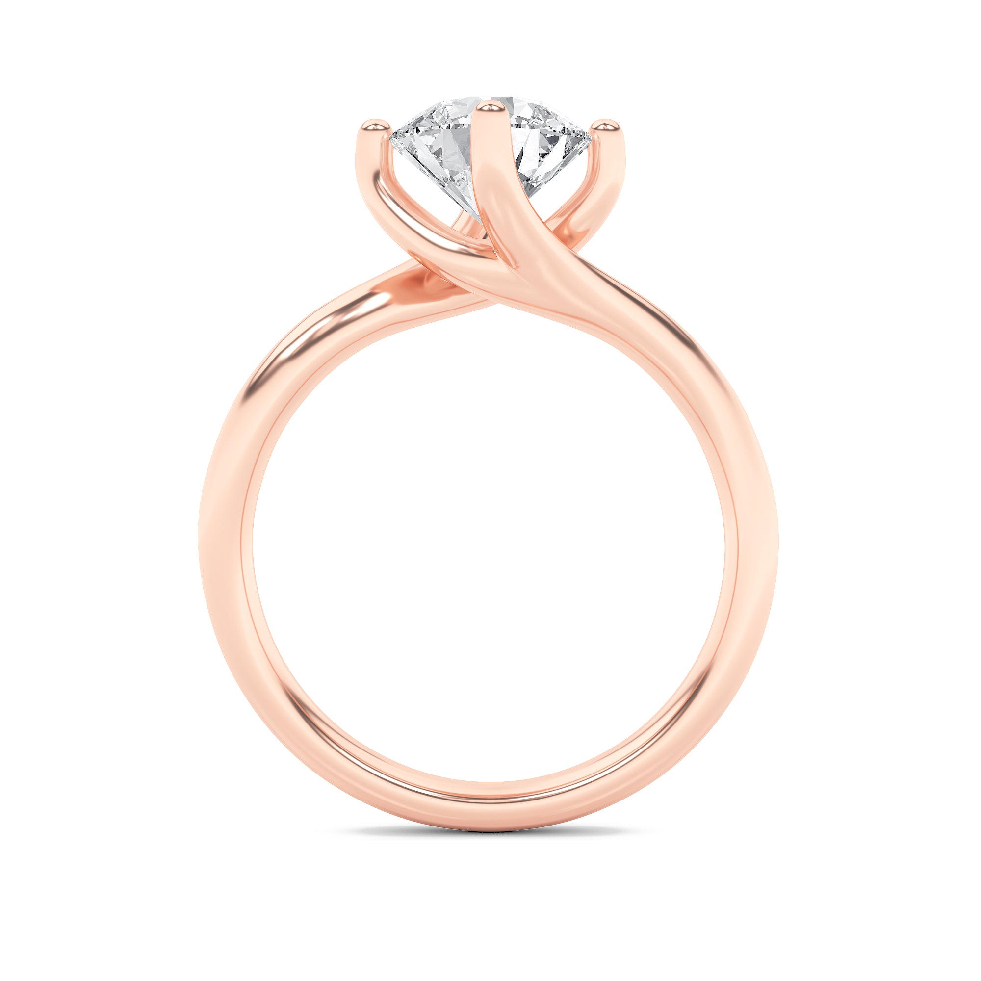 1Cttw Round Shaped Lab Grown Diamond (F/VS) BypassShank Engagement Ring in 14K Gold