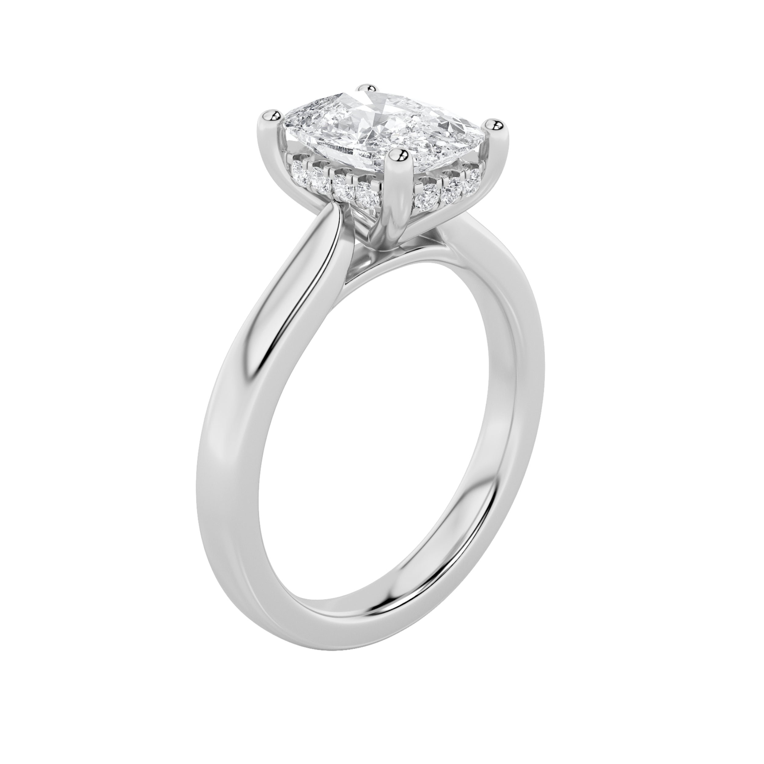 2Cttw Elongated Cushion Shaped Lab Grown Diamond (F/VS) Classic Cathedral Shank Engagement Ring in 14K Gold