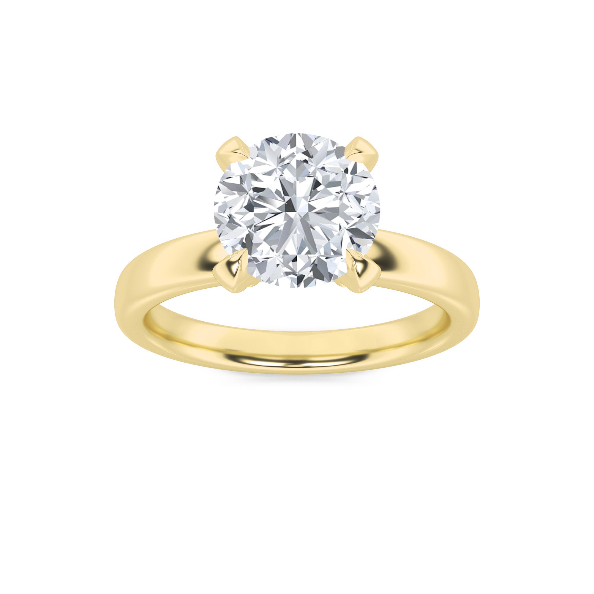 2Cttw Round Shaped Lab Grown Diamond (F/VS) HiddenHalo Petite Shank Ring in 14K Gold