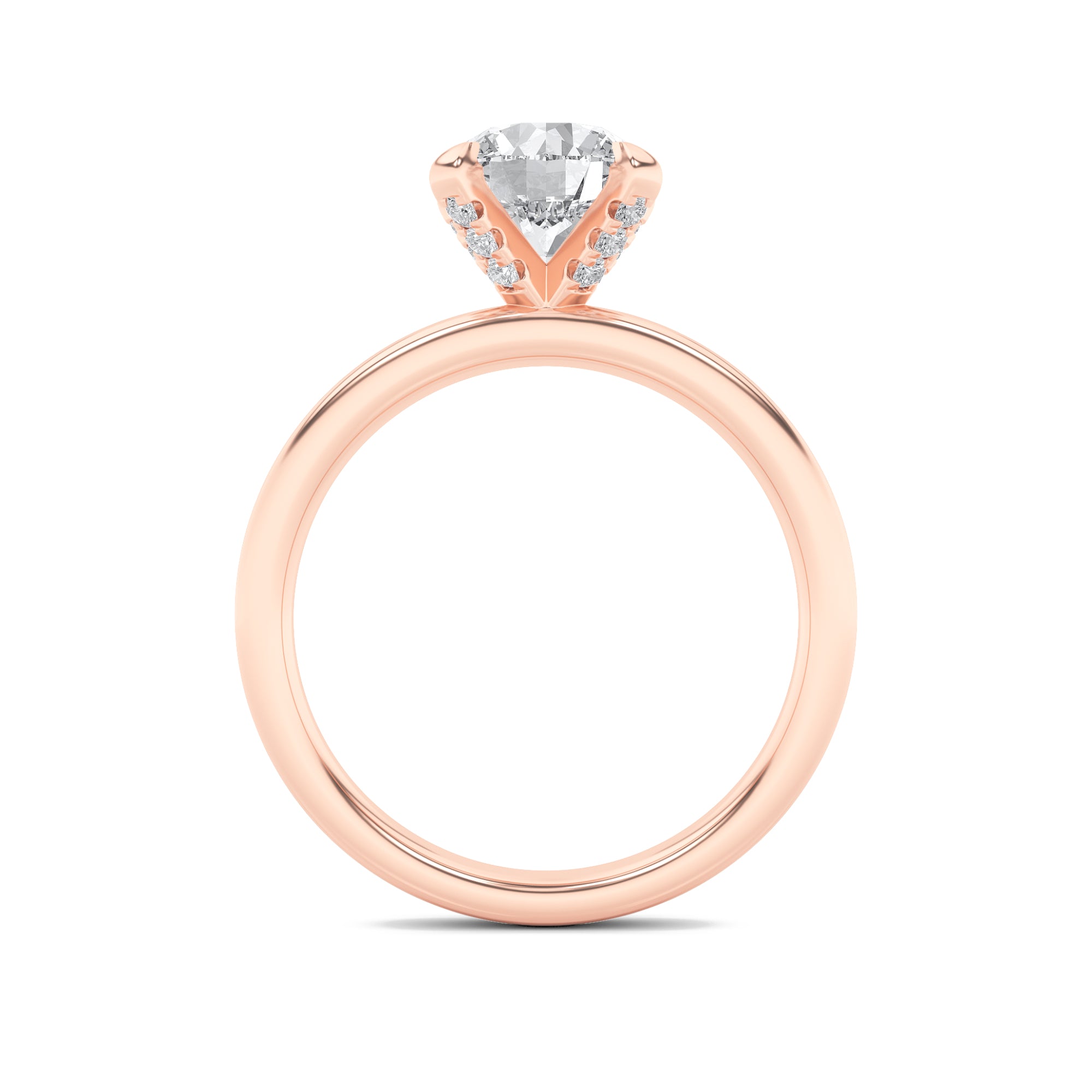 2Cttw Round Shaped Lab Grown Diamond (F/VS) HiddenHalo Petite Shank Ring in 14K Gold