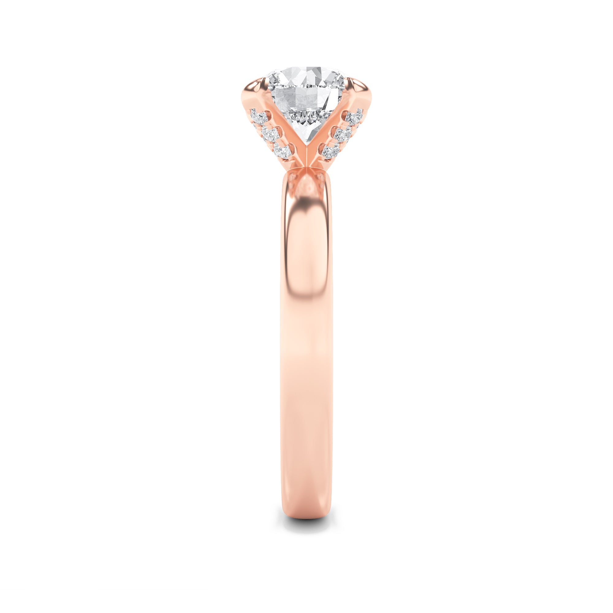 2Cttw Round Shaped Lab Grown Diamond (F/VS) HiddenHalo Petite Shank Ring in 14K Gold