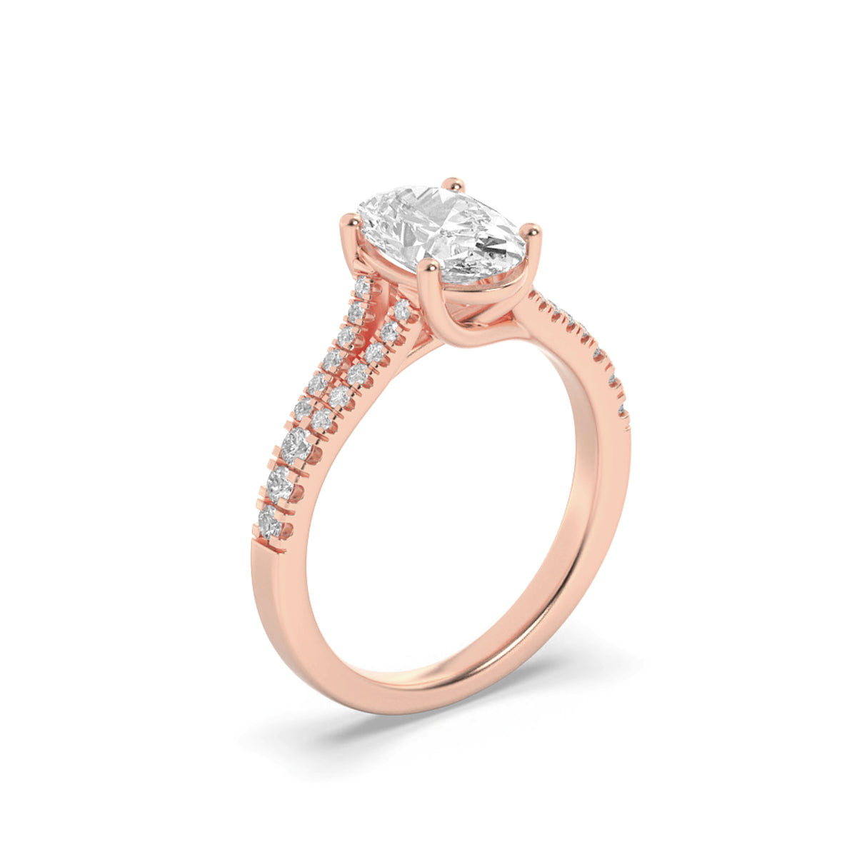 2Cttw Oval Shaped Lab Grown Diamond (F/VS) Split Shank Trellis Engagement Ring in 14K Gold