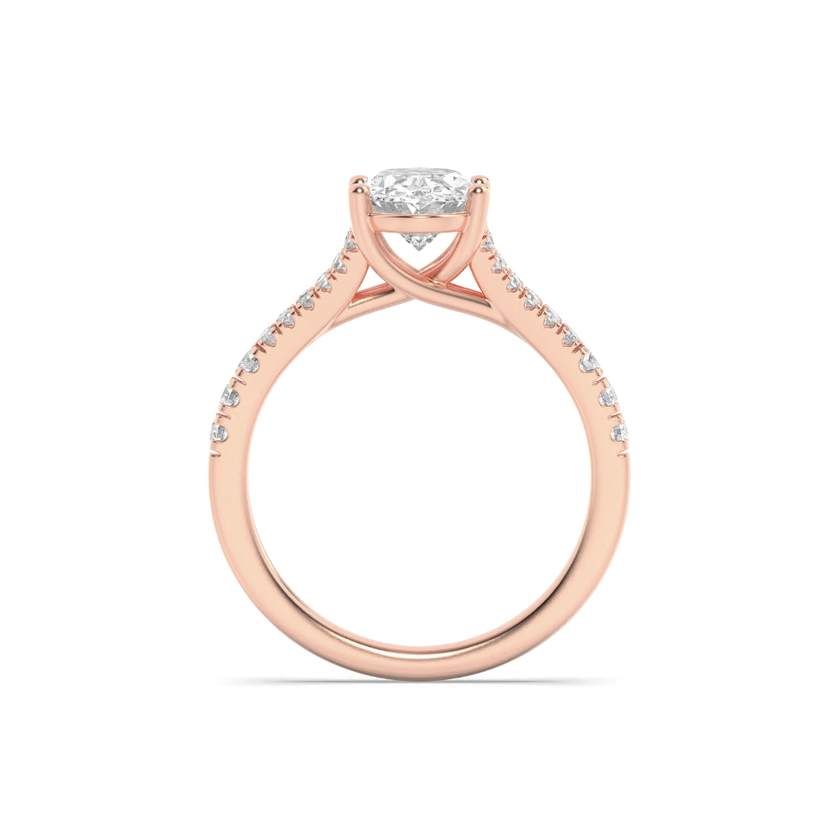 2Cttw Oval Shaped Lab Grown Diamond (F/VS) Split Shank Trellis Engagement Ring in 14K Gold