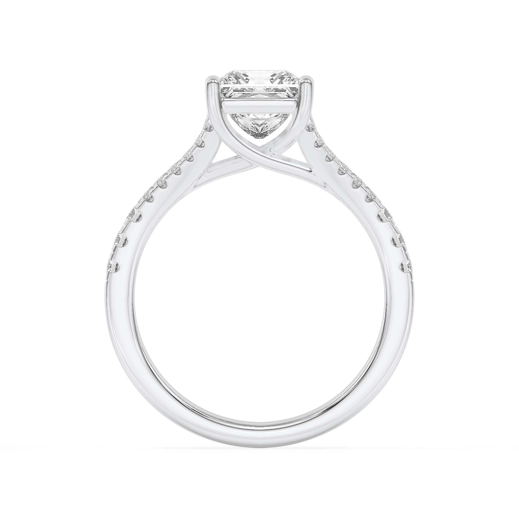 2Cttw Princess Shaped Lab Grown Diamond (F/VS) Split Shank Trellis Engagement Ring in 14K Gold