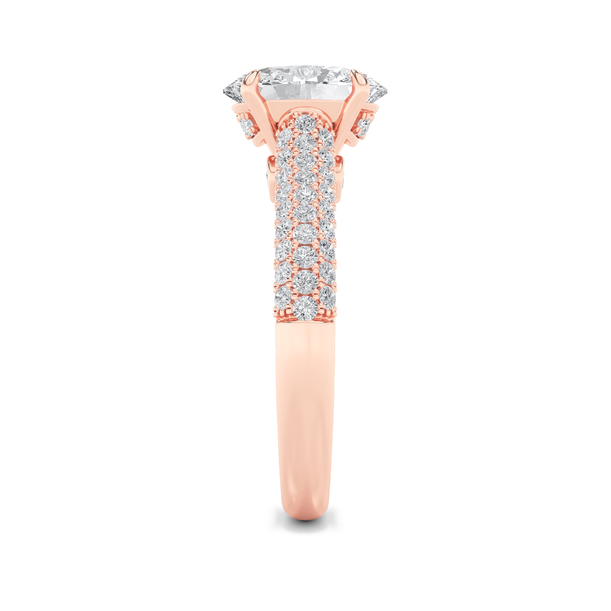 1.5Cttw Oval Shaped Lab Grown Diamond (F/VS) Hidden Halo Accented Engagement Ring in 14K Gold