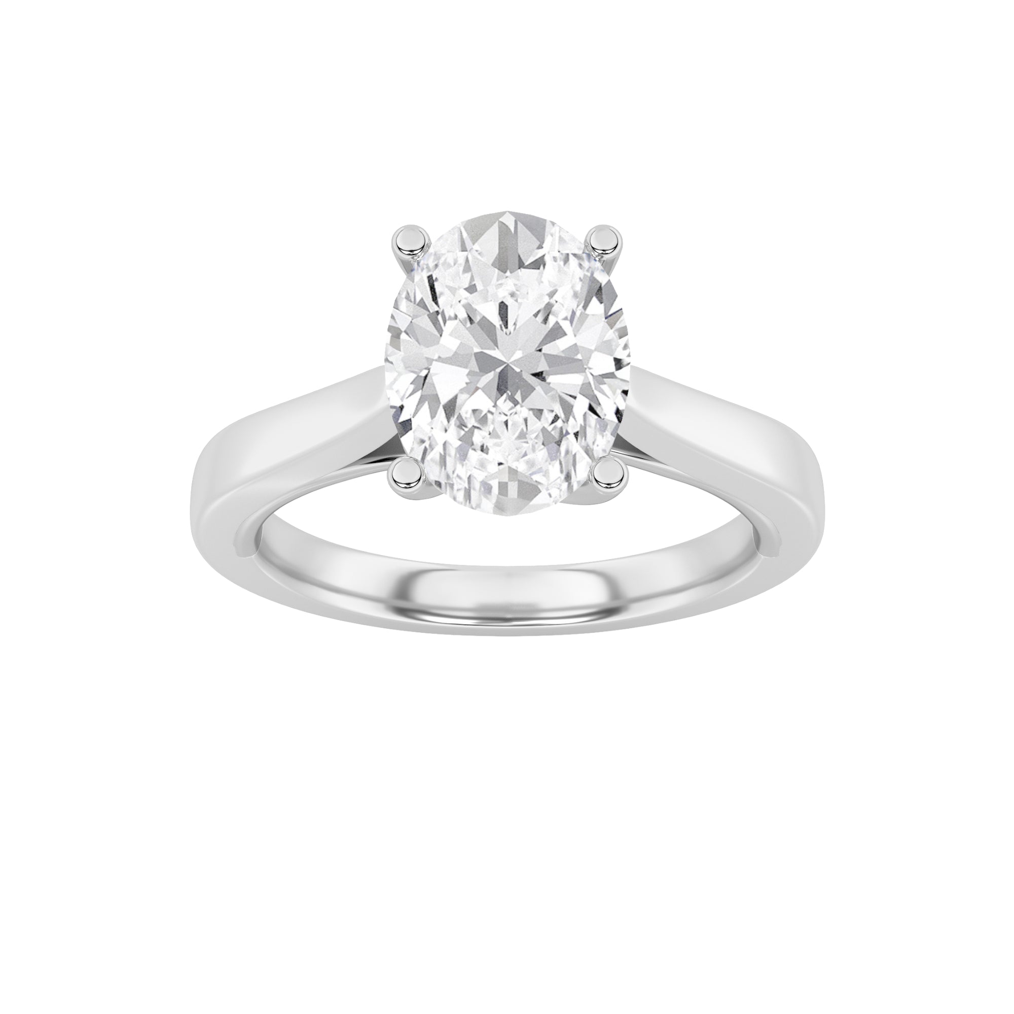 3Cttw Oval Shaped Lab Grown Diamond (G/VS) TwistedBasket Cathedral Shank Solitaire Ring in 14K Gold