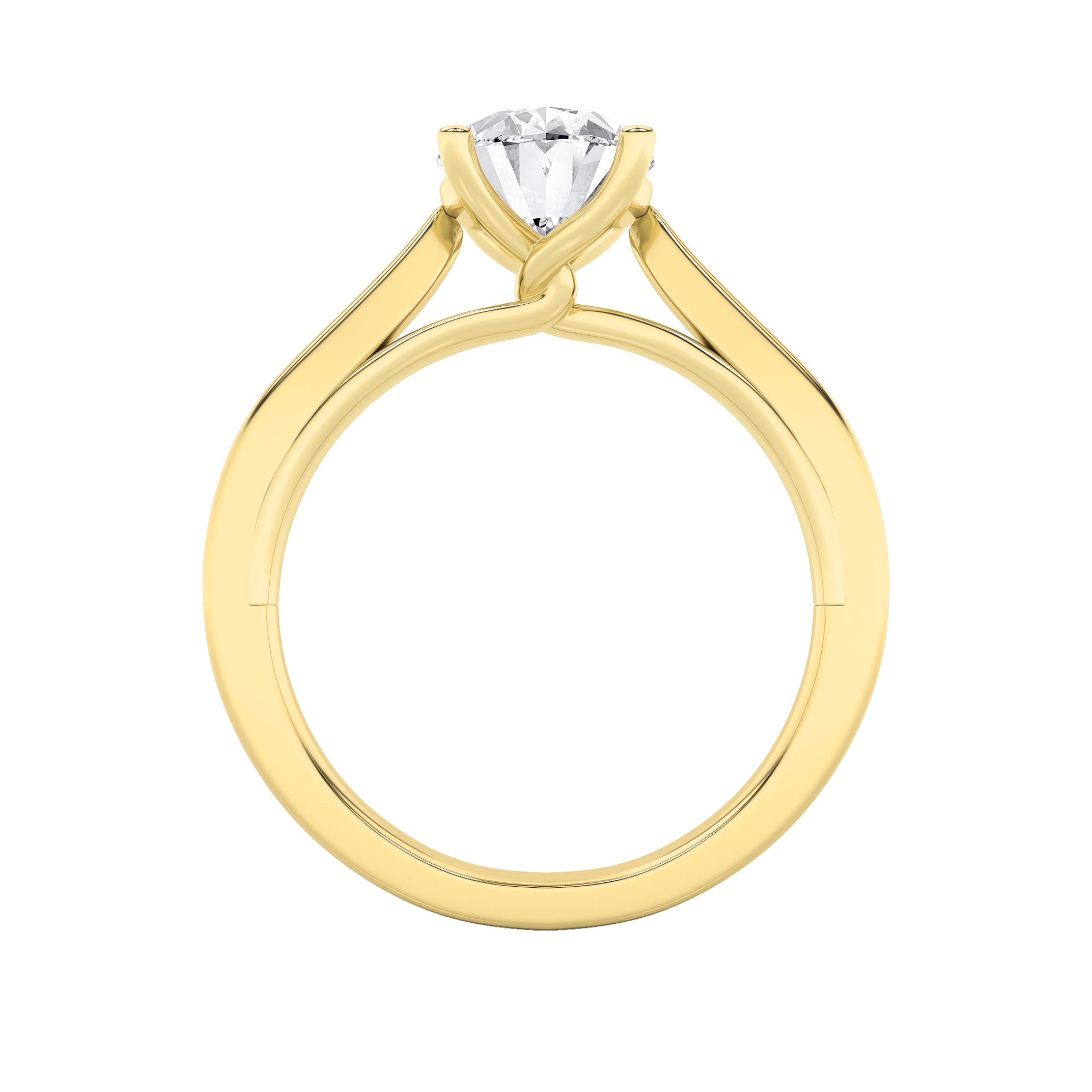 3Cttw Oval Shaped Lab Grown Diamond (G/VS) TwistedBasket Cathedral Shank Solitaire Ring in 14K Gold