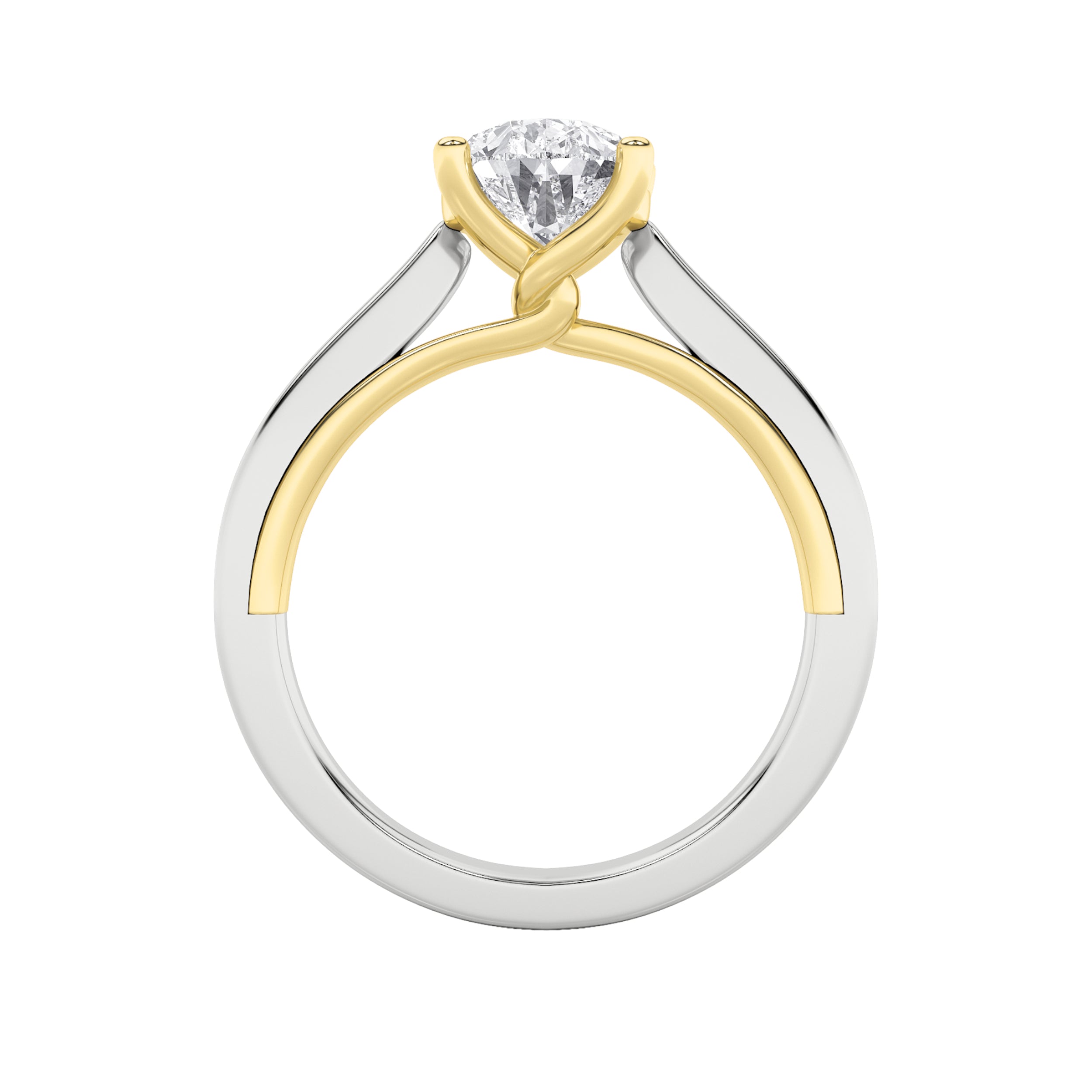 2Cttw Pear Shaped Lab Grown Diamond (F/VS) Two Tone Twisted Basket Cathedral Shank Solitaire Ring in14K Gold