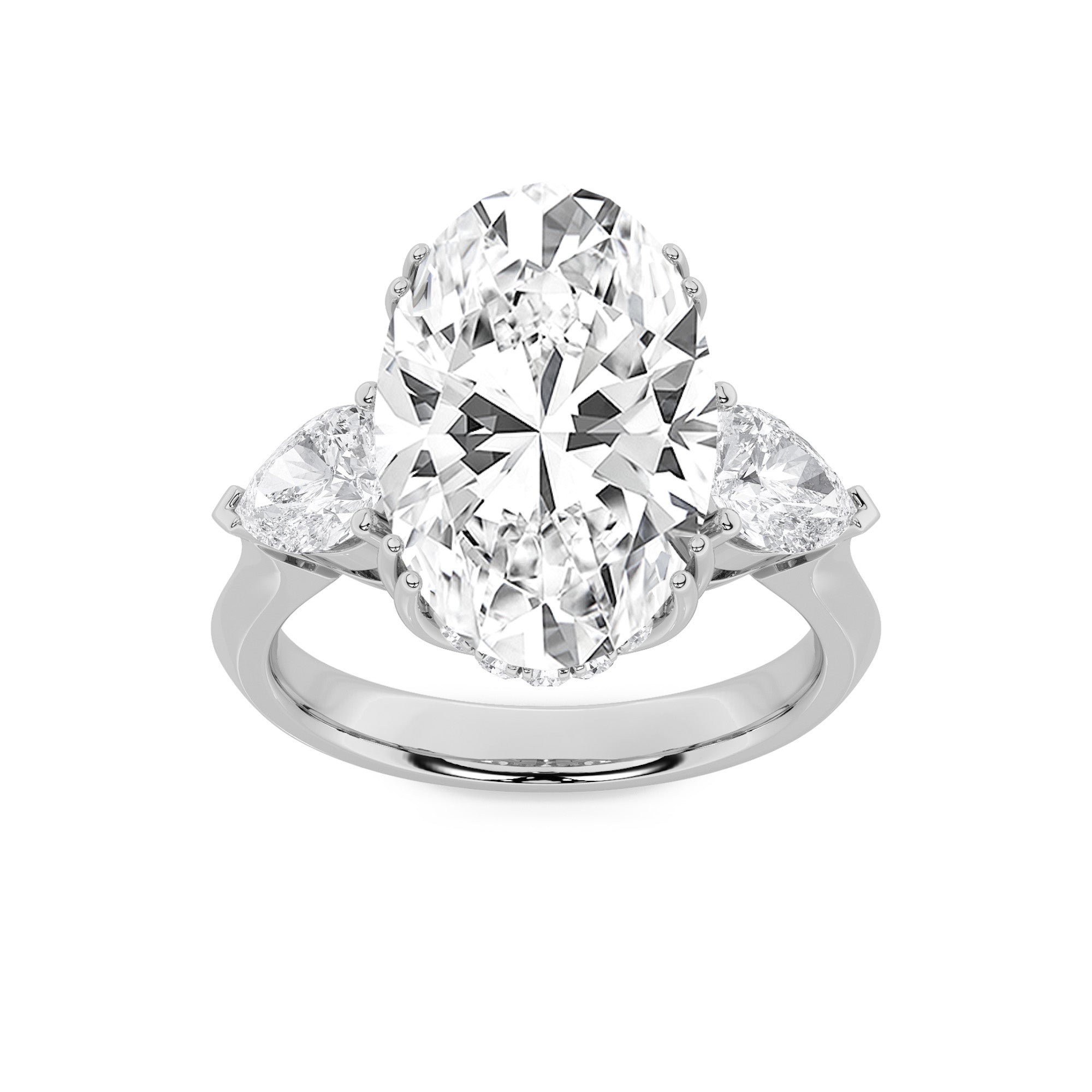 6.5Cttw Oval Shaped Lab Grown Diamond (F/VS) BoldStatement Accented Ring in 14K Gold