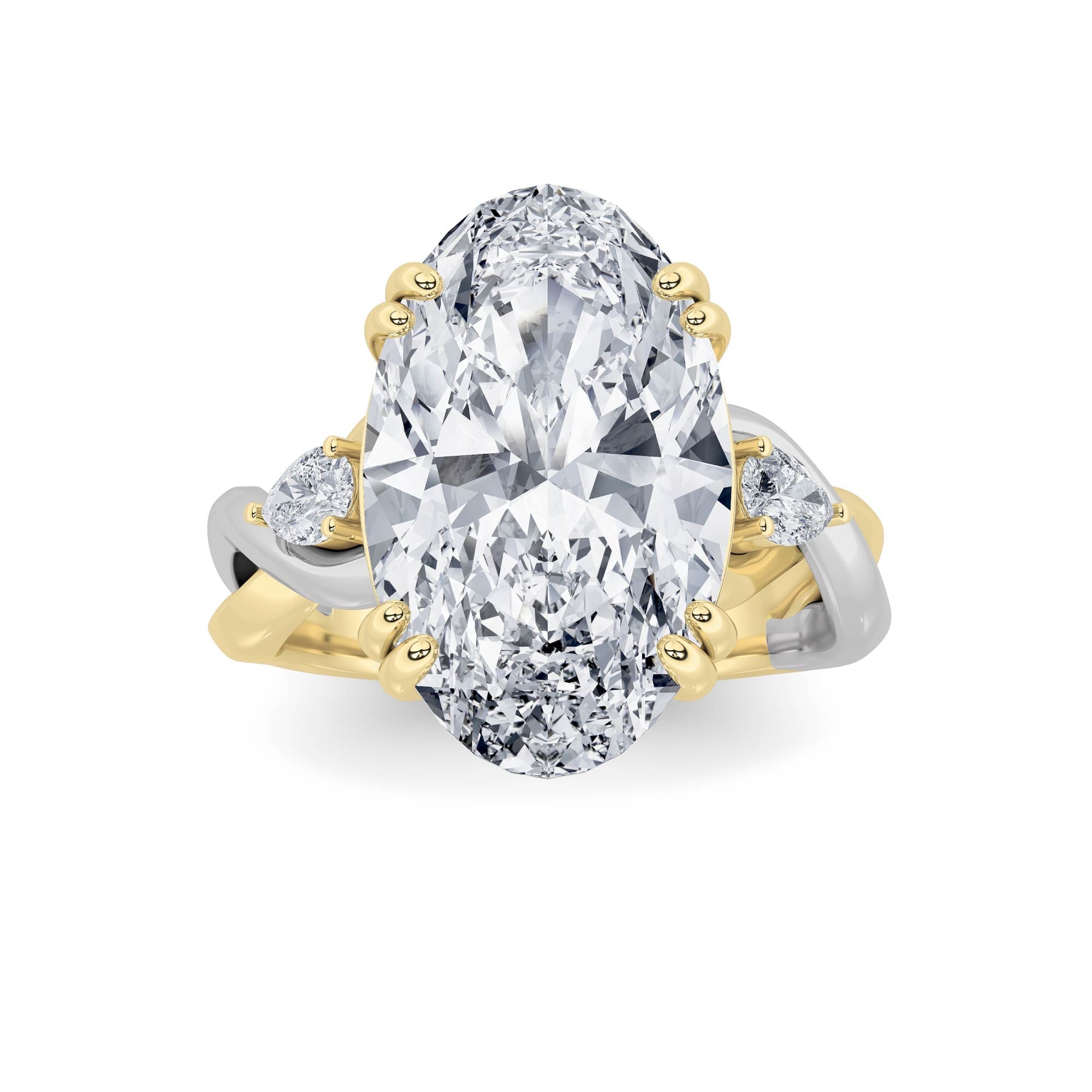 6.25Cttw Oval Shaped Lab Grown Diamond (F/VS) BoldAccented Engagement Ring in 14K Gold