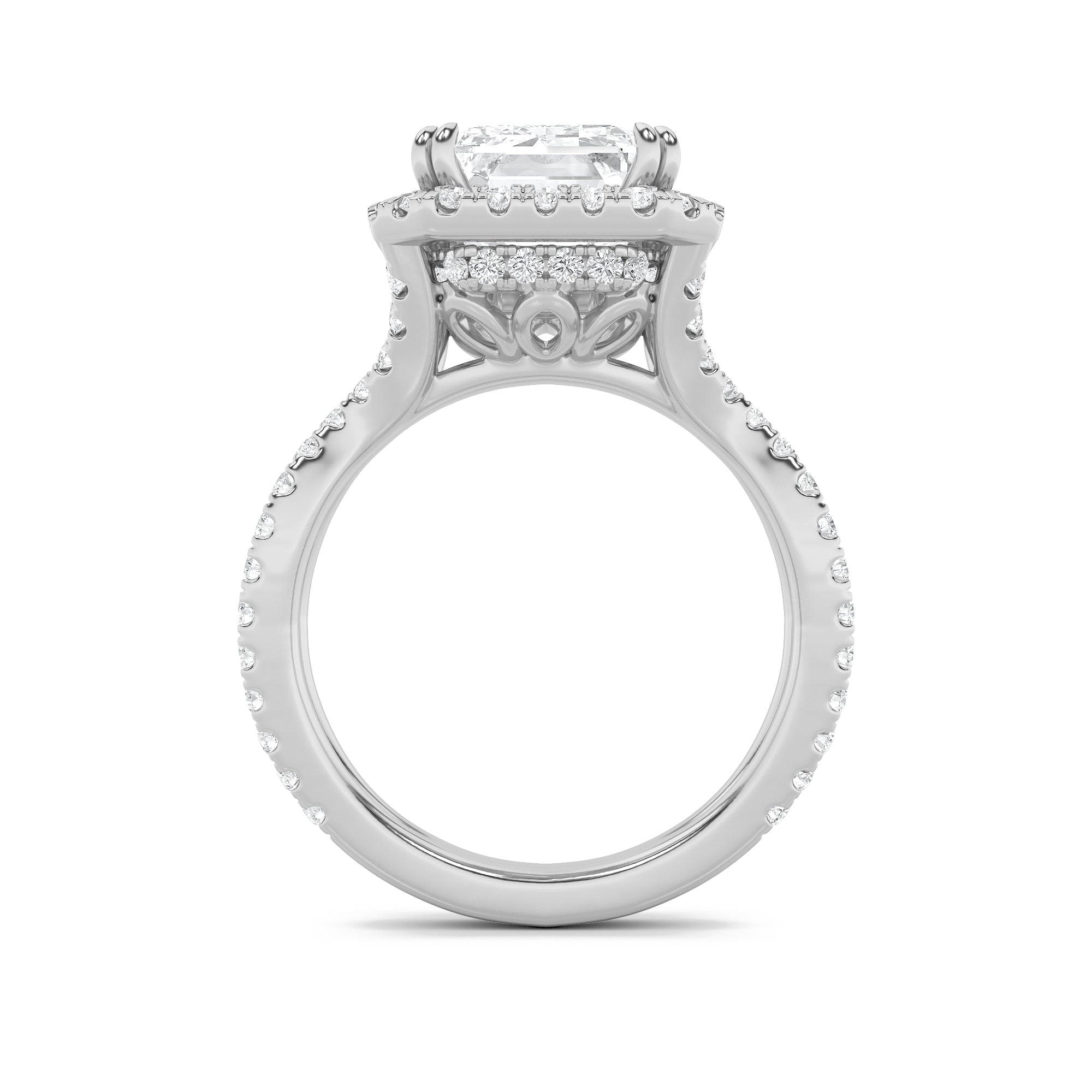 8Cttw Emerald Shaped Lab Grown Diamond (F/VS) BoldStatement Accented Ring in 14K Gold