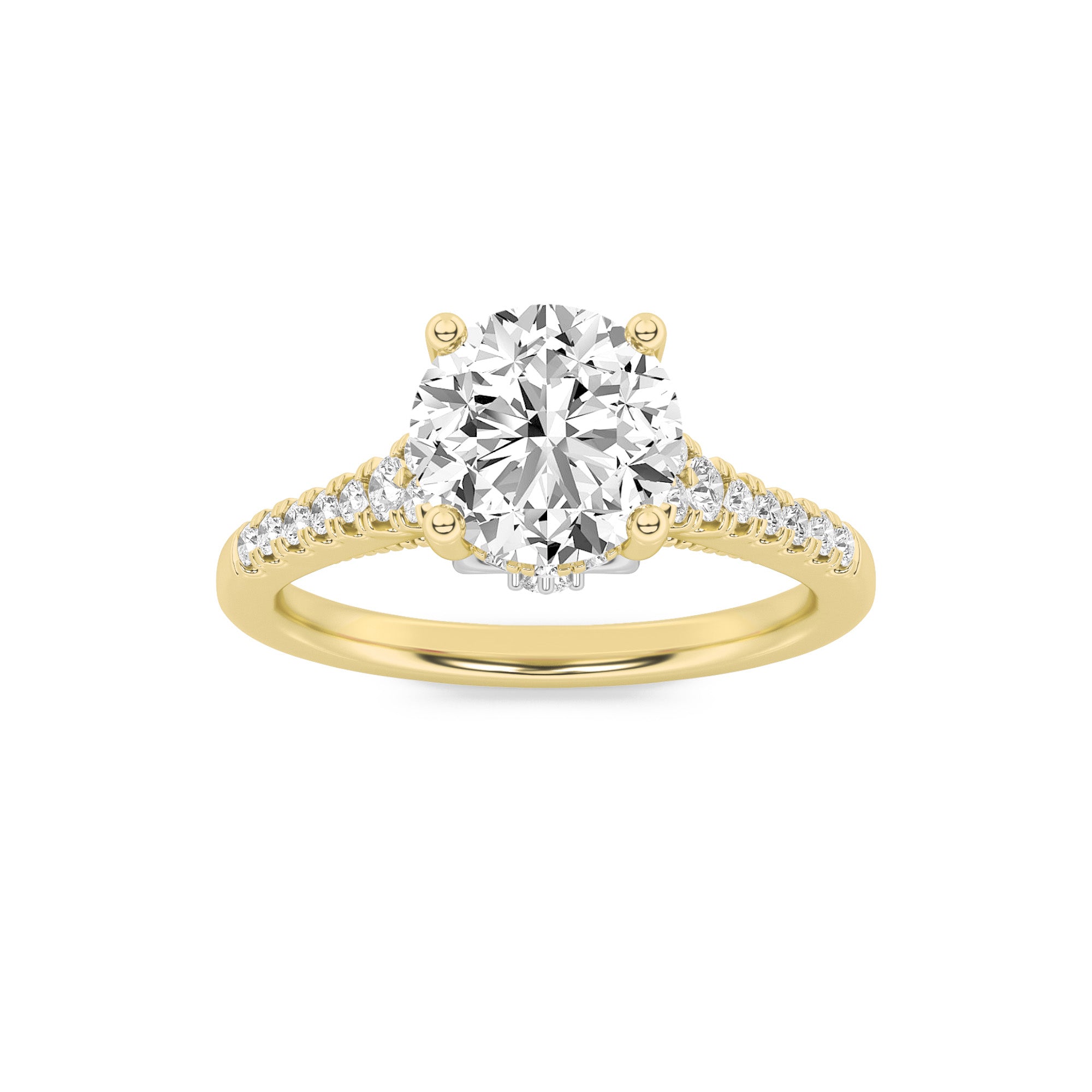 1.5Cttw Round Shaped Lab Grown Diamond (G/VS) Accented Two Tone Engagement Ring in 14K Gold