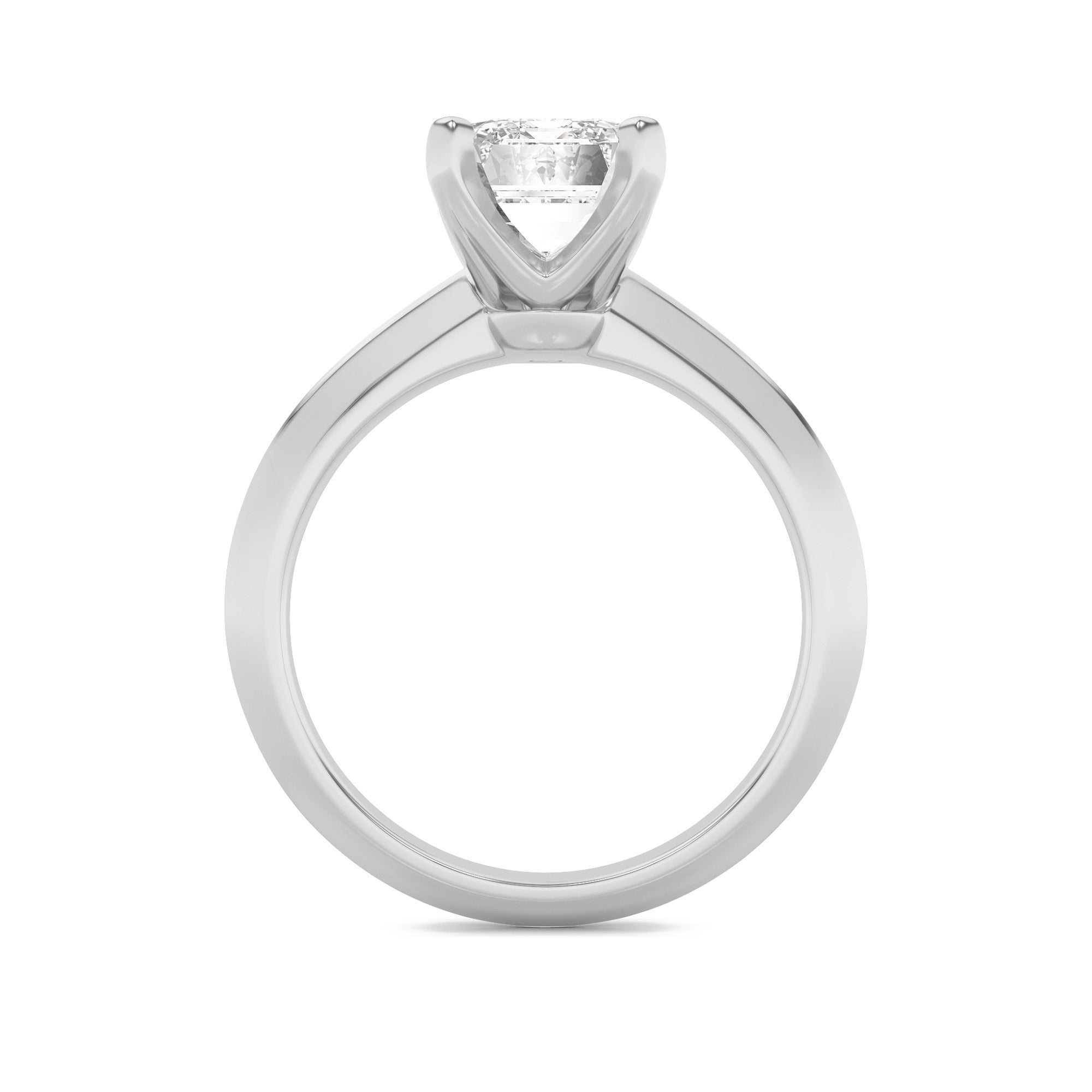 3Cttw Emerald Shaped Lab Grown Diamond (F/VS) Knife Edge Shank Solitaire Engagement Ring in 14K Gold